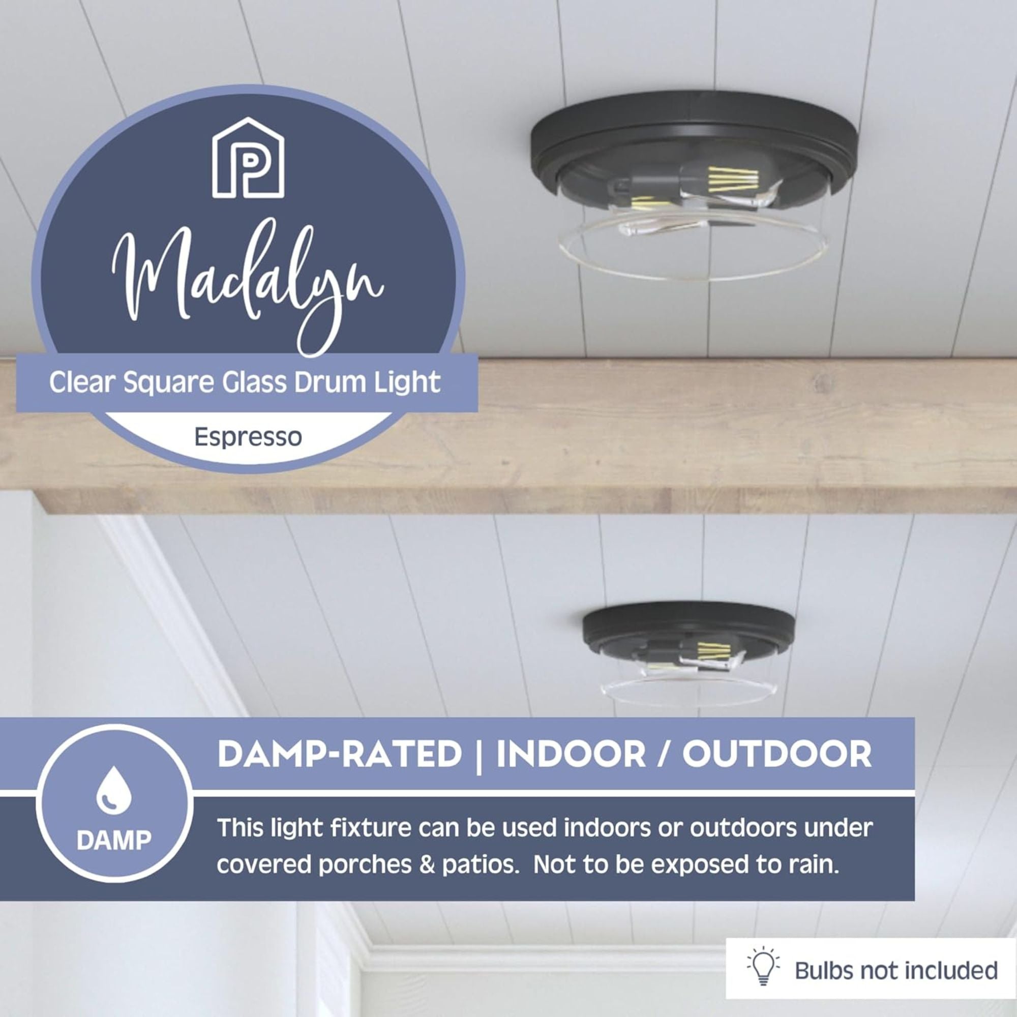 Prominence Home Madalyn 13" Flush Mount Ceiling Light, Clear Drum Glass, Bronze - Smart-nests