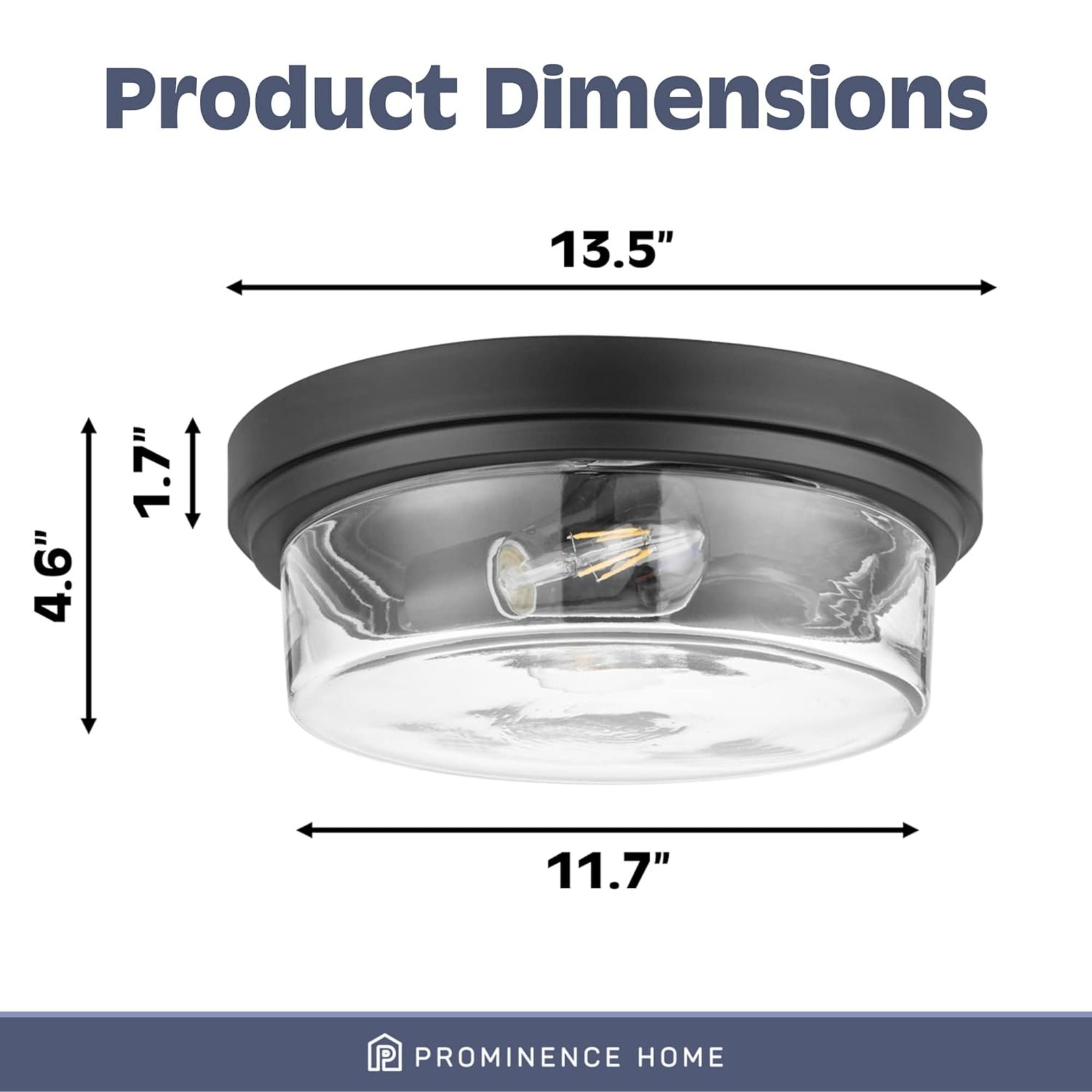 Prominence Home Madalyn 13" Flush Mount Ceiling Light, Clear Drum Glass, Bronze - Smart-nests