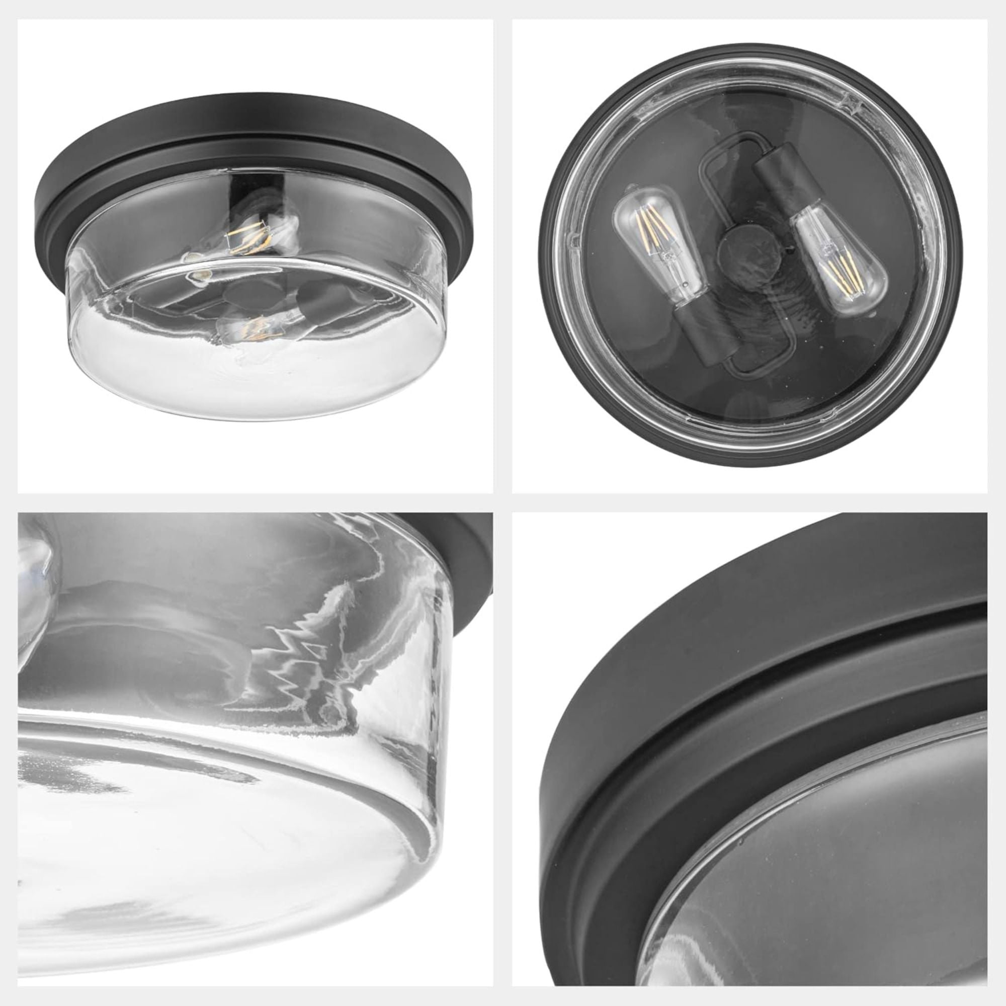 Prominence Home Madalyn 13" Flush Mount Ceiling Light, Clear Drum Glass, Bronze - Smart-nests