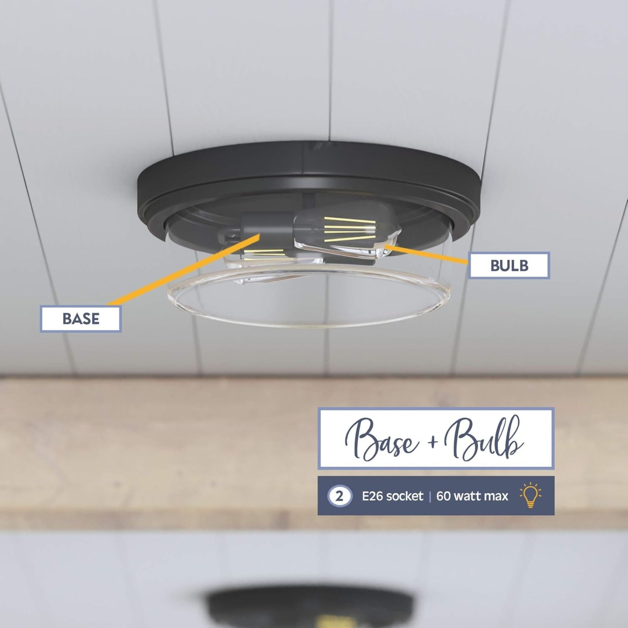 Prominence Home Madalyn 13" Flush Mount Ceiling Light, Clear Drum Glass, Bronze - Smart-nests