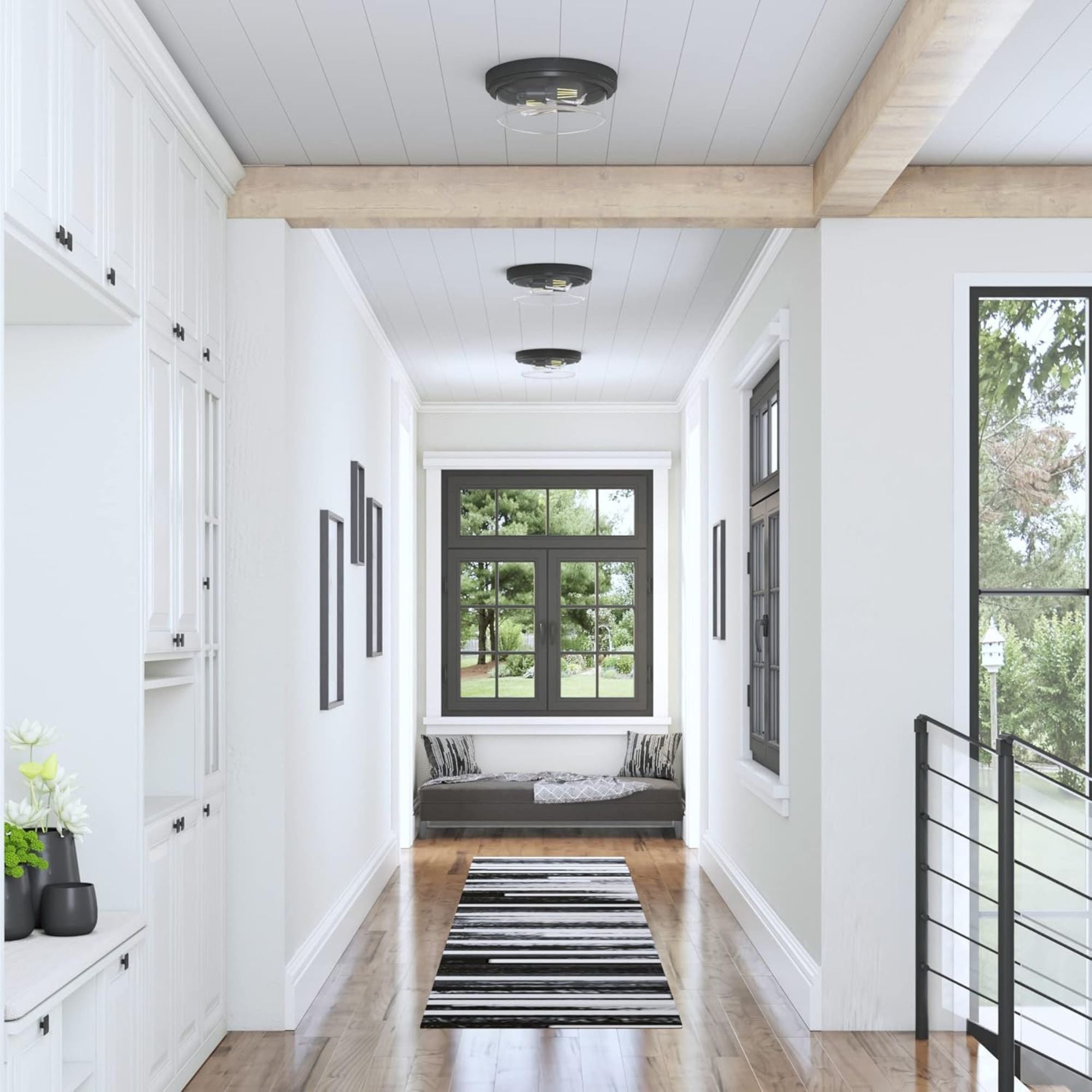 Prominence Home Madalyn 13" Flush Mount Ceiling Light, Clear Drum Glass, Bronze - Smart-nests