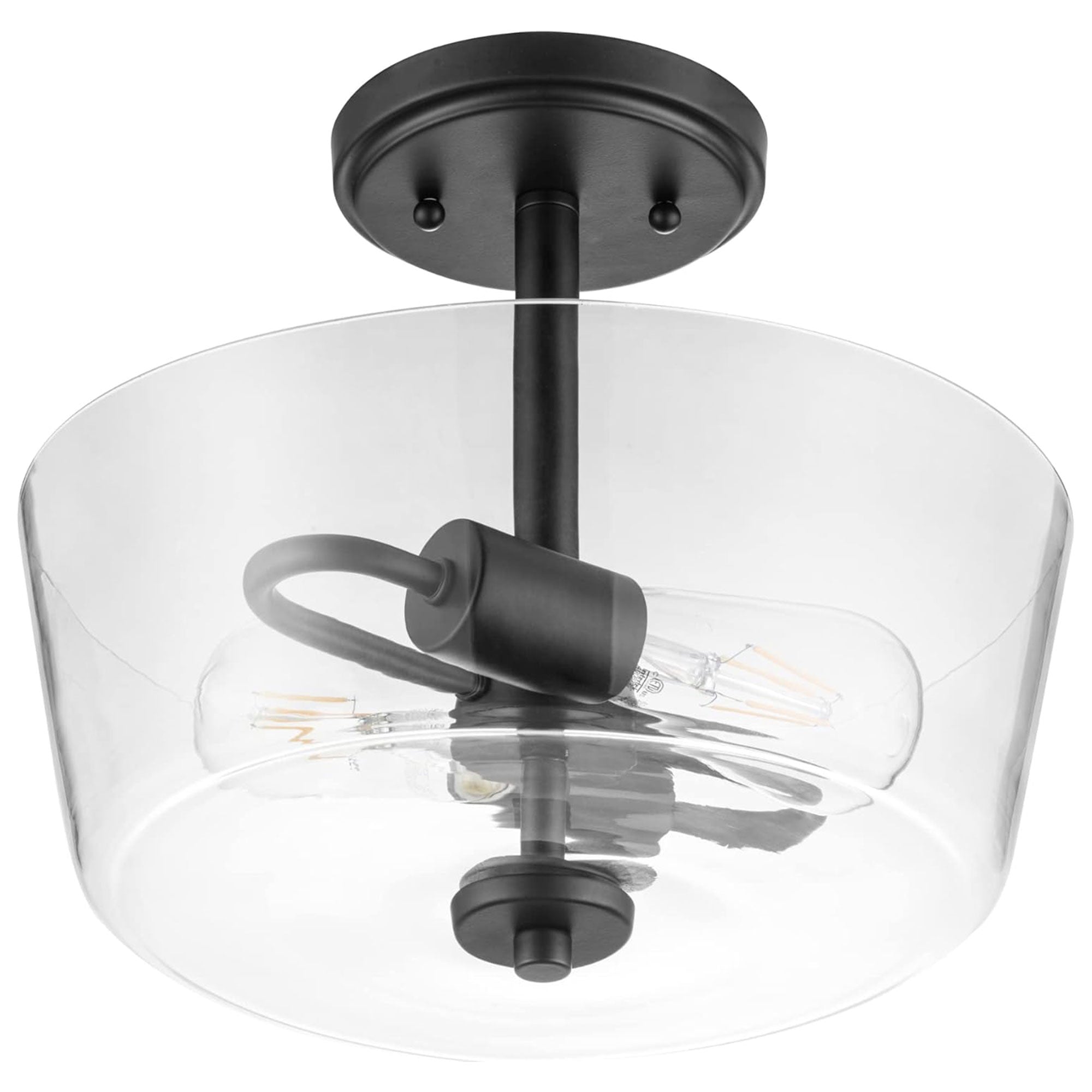 Prominence Home 2 Light Ceiling Fixture Clear Glass Lighting 13" Viktoria, Black - Smart-nests