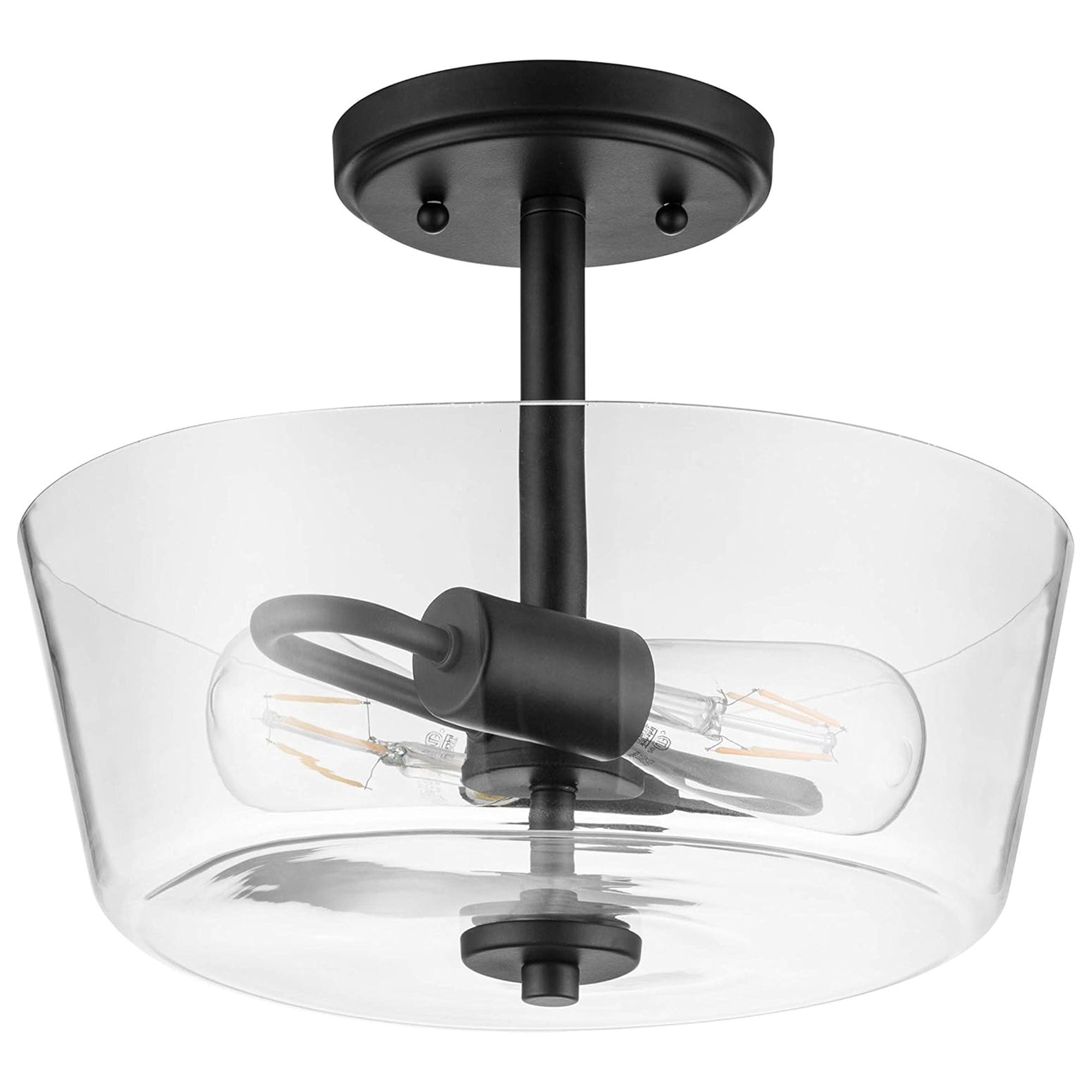 Prominence Home 2 Light Ceiling Fixture Clear Glass Lighting 13" Viktoria, Black - Smart-nests