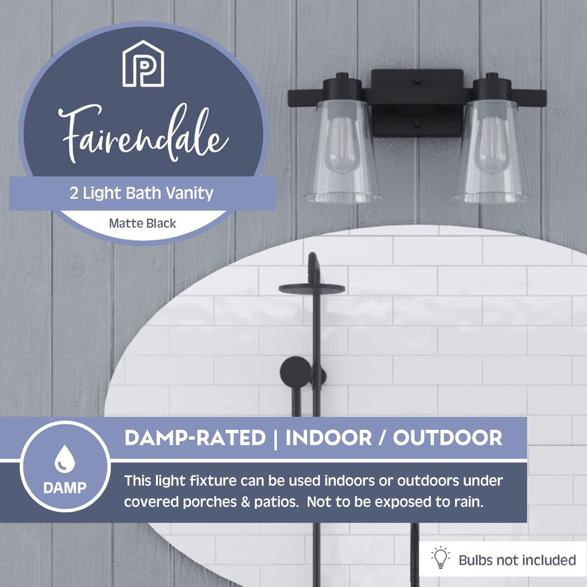 Prominence Home Fairendale 2 Light Bathroom Wall Vanity Light, Matte Black - Smart-nests