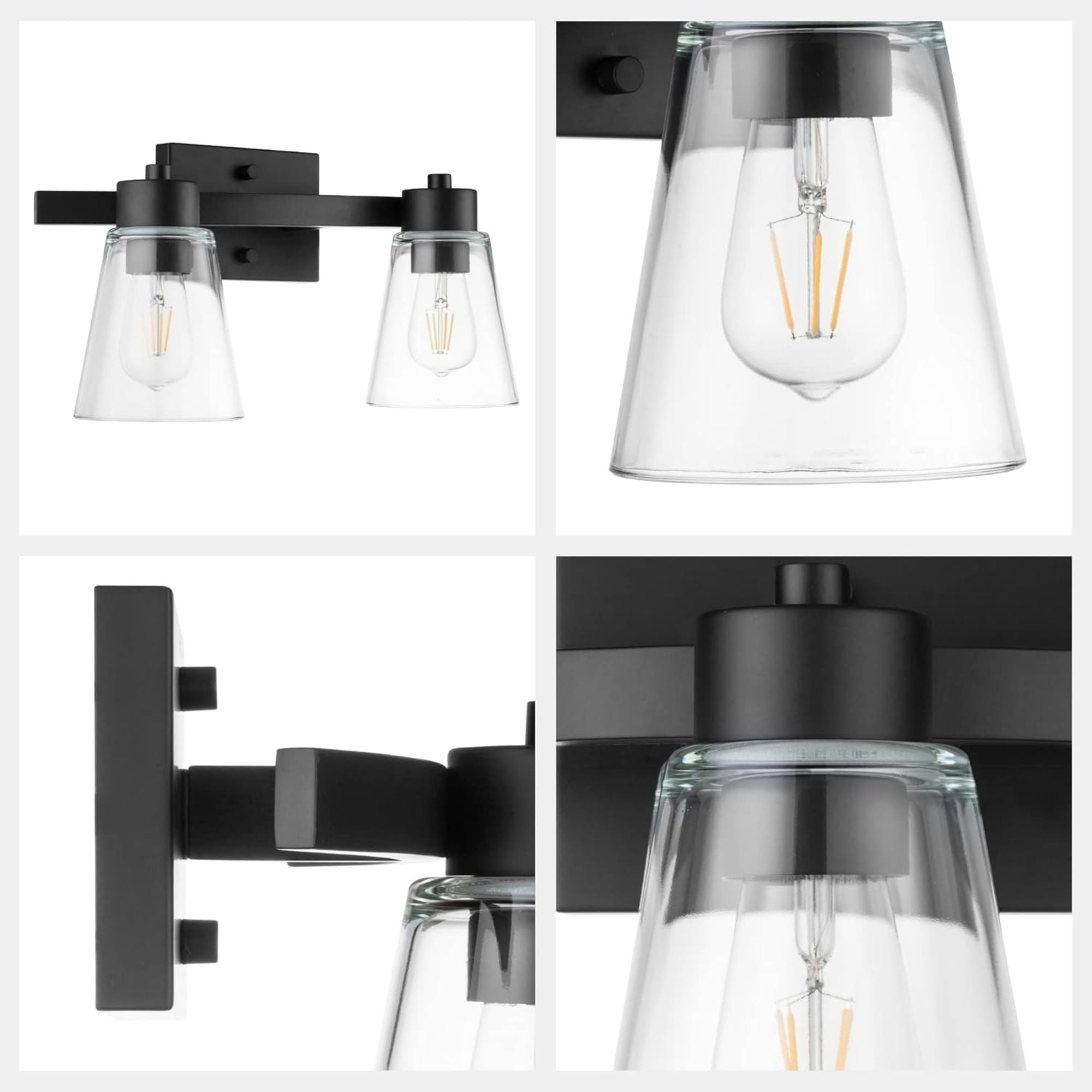 Prominence Home Fairendale 2 Light Bathroom Wall Vanity Light, Matte Black - Smart-nests