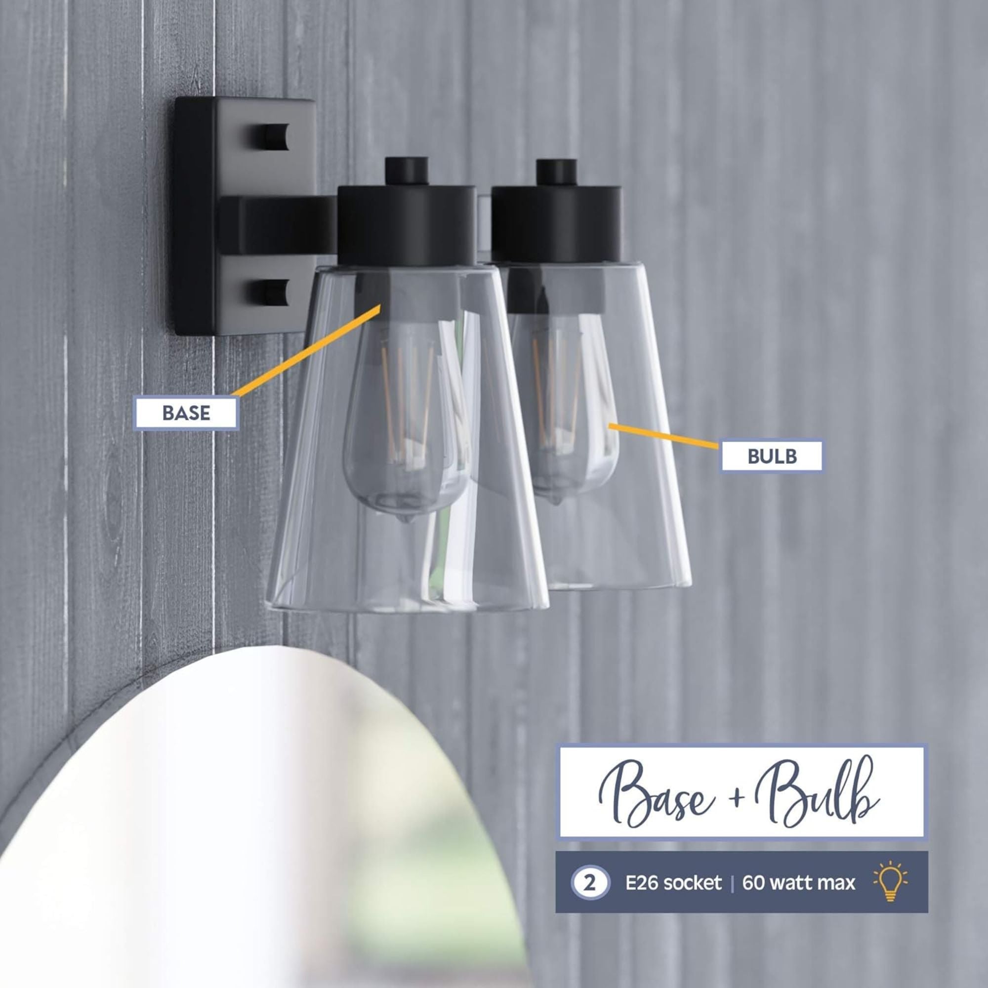 Prominence Home Fairendale 2 Light Bathroom Wall Vanity Light, Matte Black - Smart-nests