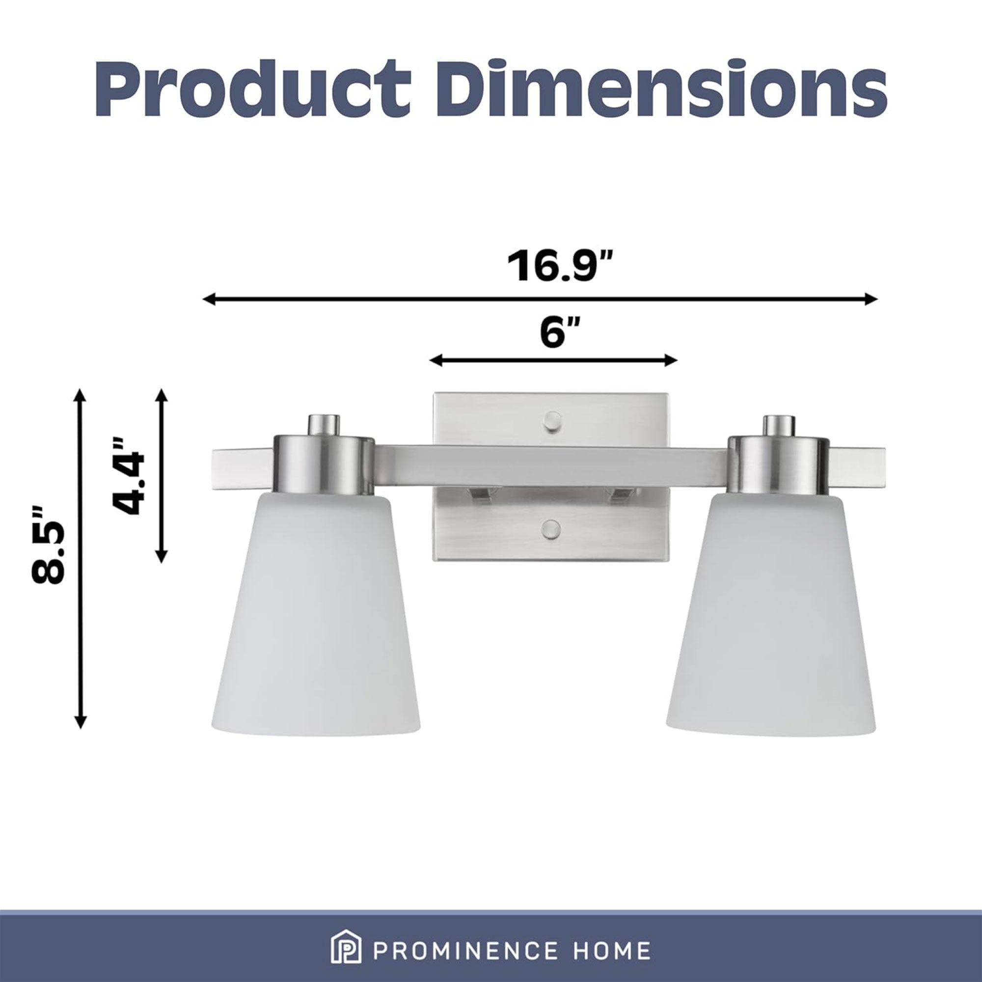 Prominence Home 2 Light Modern Bathroom Vanity Light, Frosted Glass, Nickel - Smart-nests