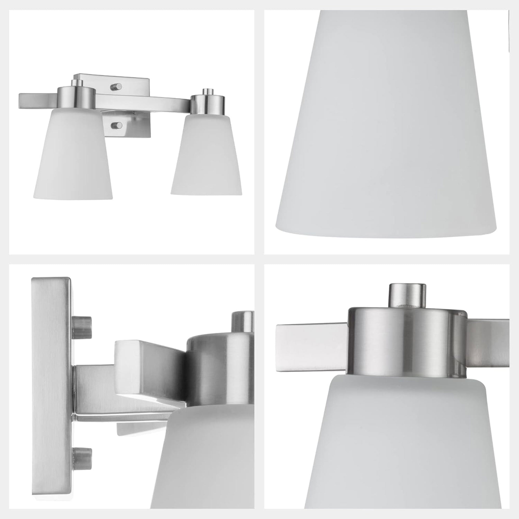 Prominence Home 2 Light Modern Bathroom Vanity Light, Frosted Glass, Nickel - Smart-nests