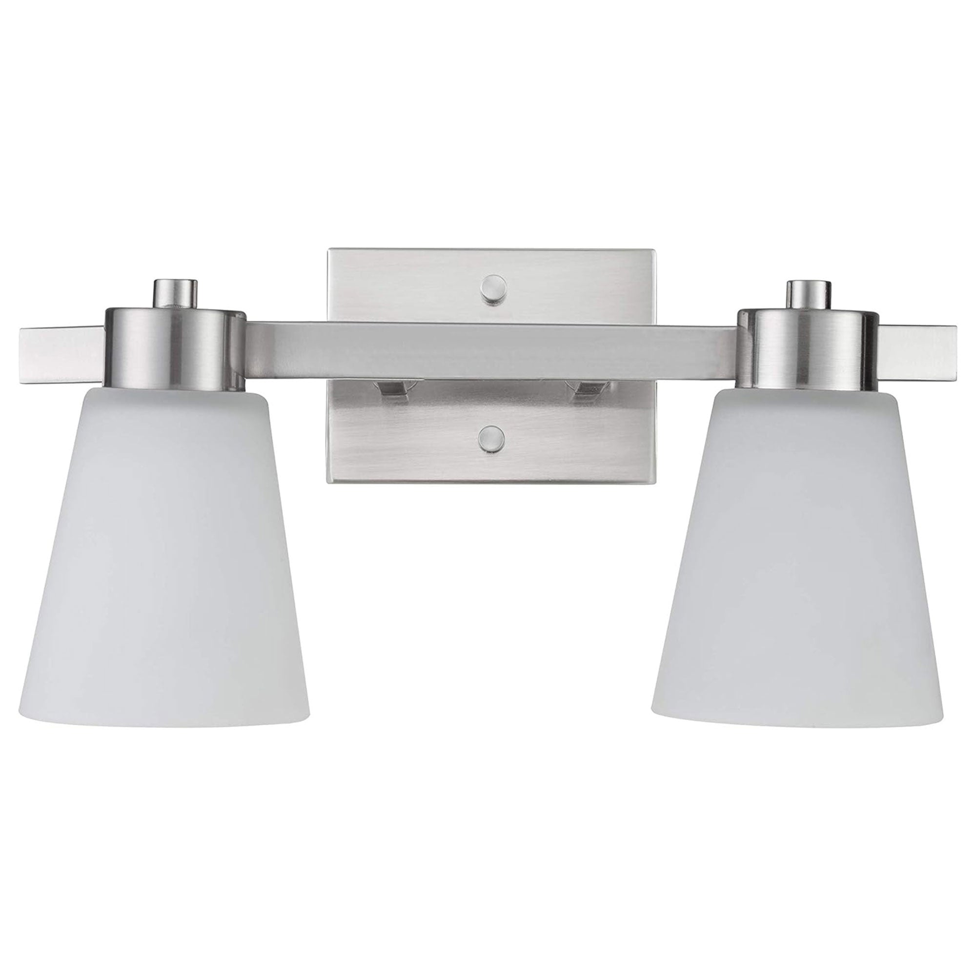 Prominence Home 2 Light Modern Bathroom Vanity Light, Frosted Glass, Nickel - Smart-nests