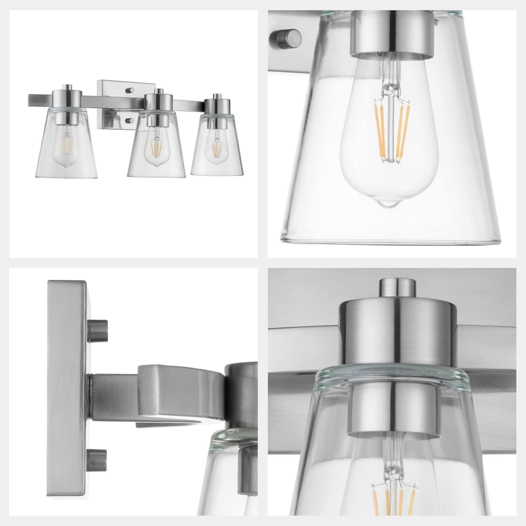 Prominence Home Fairendale 3 Light Bathroom Wall Vanity Light, Brushed Nickel - Smart-nests