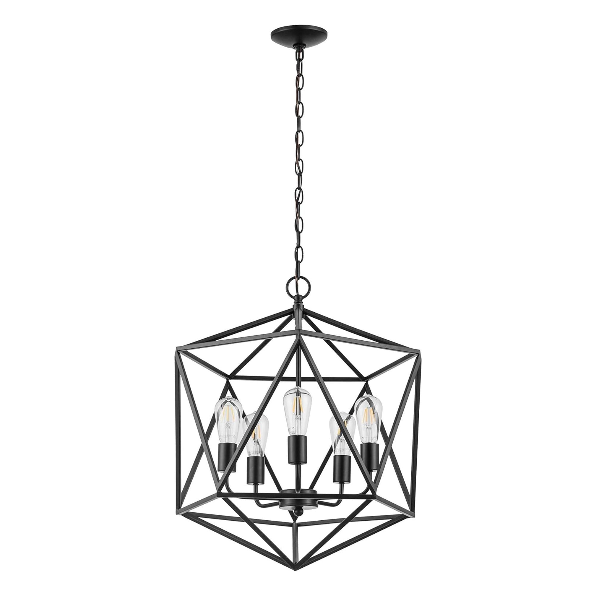 Prominence Home 5 Light Chandelier Pendant Lighting Fixture, Heleo, Matte Black - Smart-nests