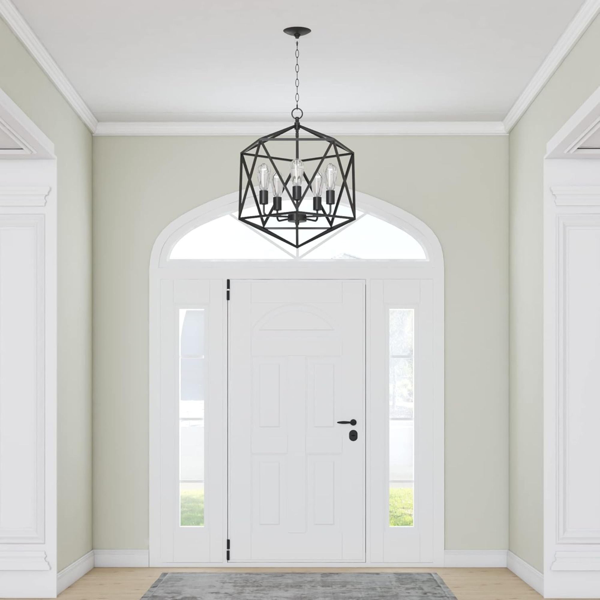 Prominence Home 5 Light Chandelier Pendant Lighting Fixture, Heleo, Matte Black - Smart-nests