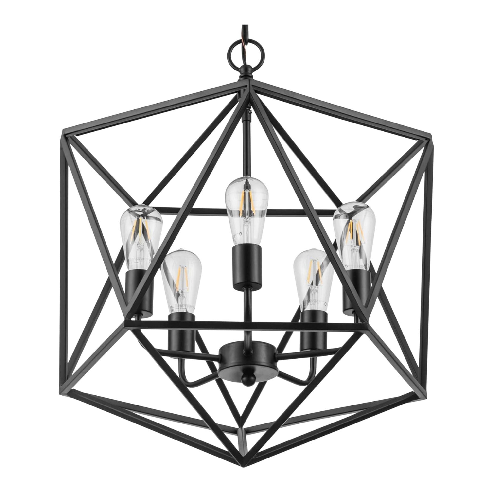 Prominence Home 5 Light Chandelier Pendant Lighting Fixture, Heleo, Matte Black - Smart-nests