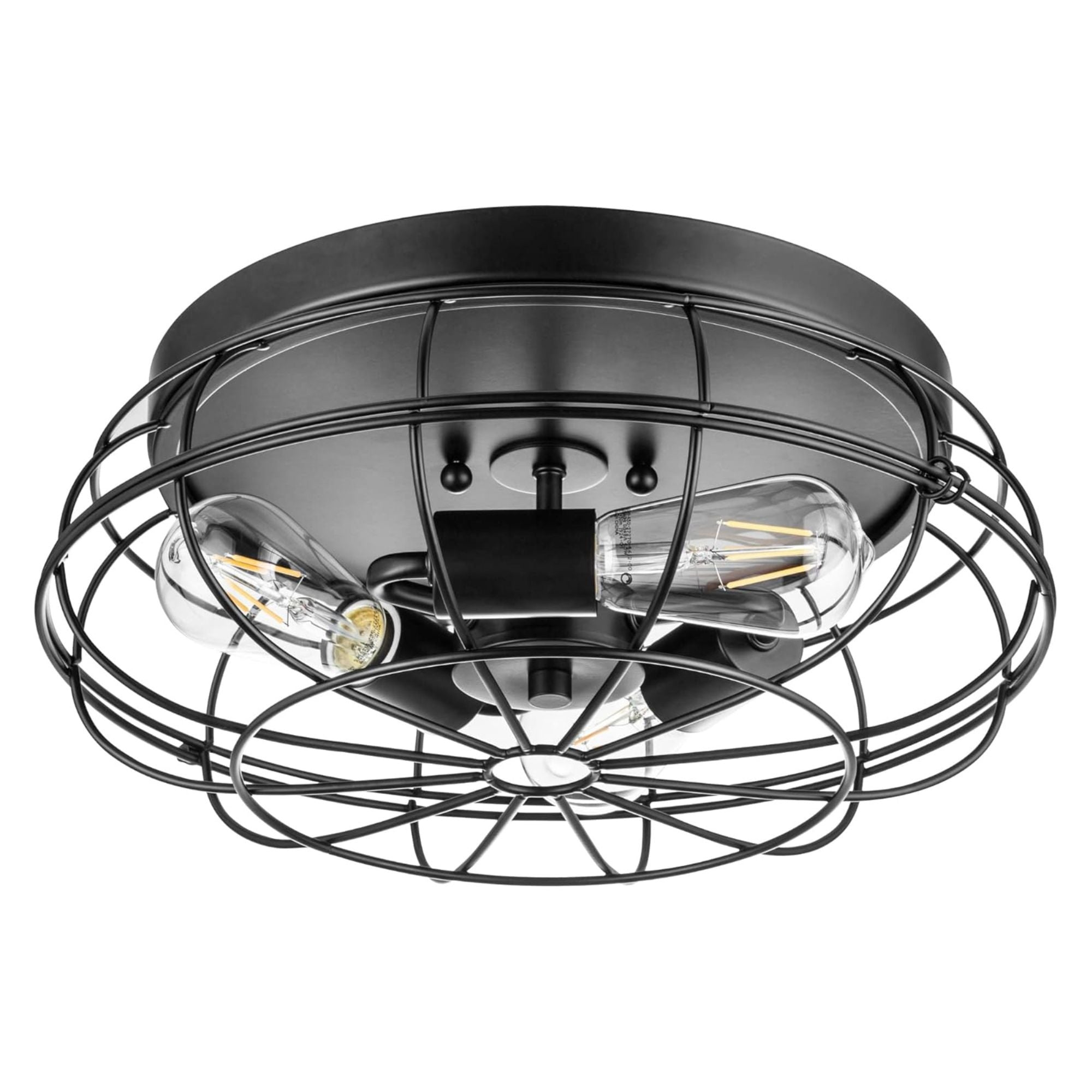 Prominence Home Lincoln Woods 15" Flush Ceiling Mount Light with Cage, Black - Smart-nests