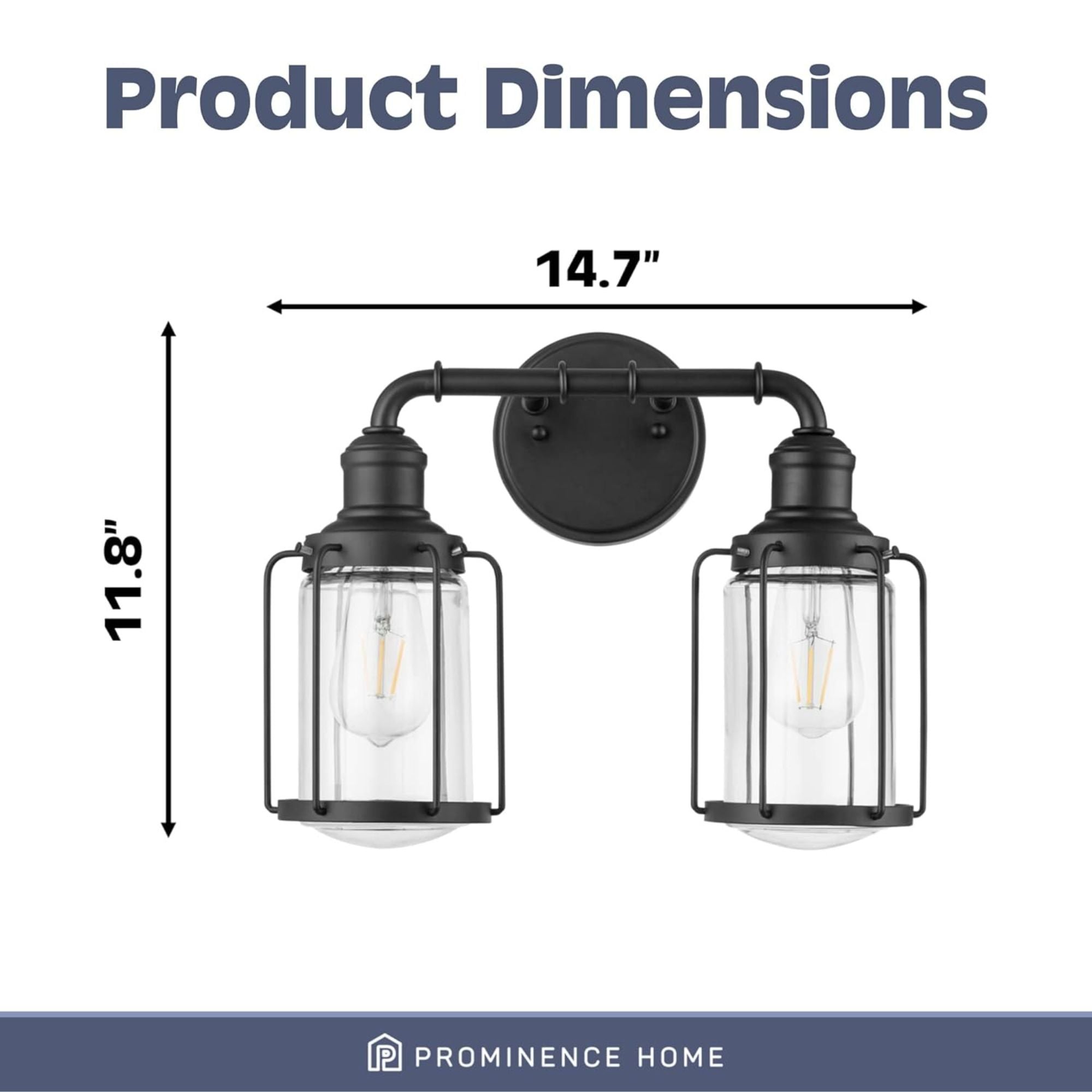 Prominence Home Lincoln Woods 2 Light Industrial Bathroom Vanity Light, Black - Smart-nests