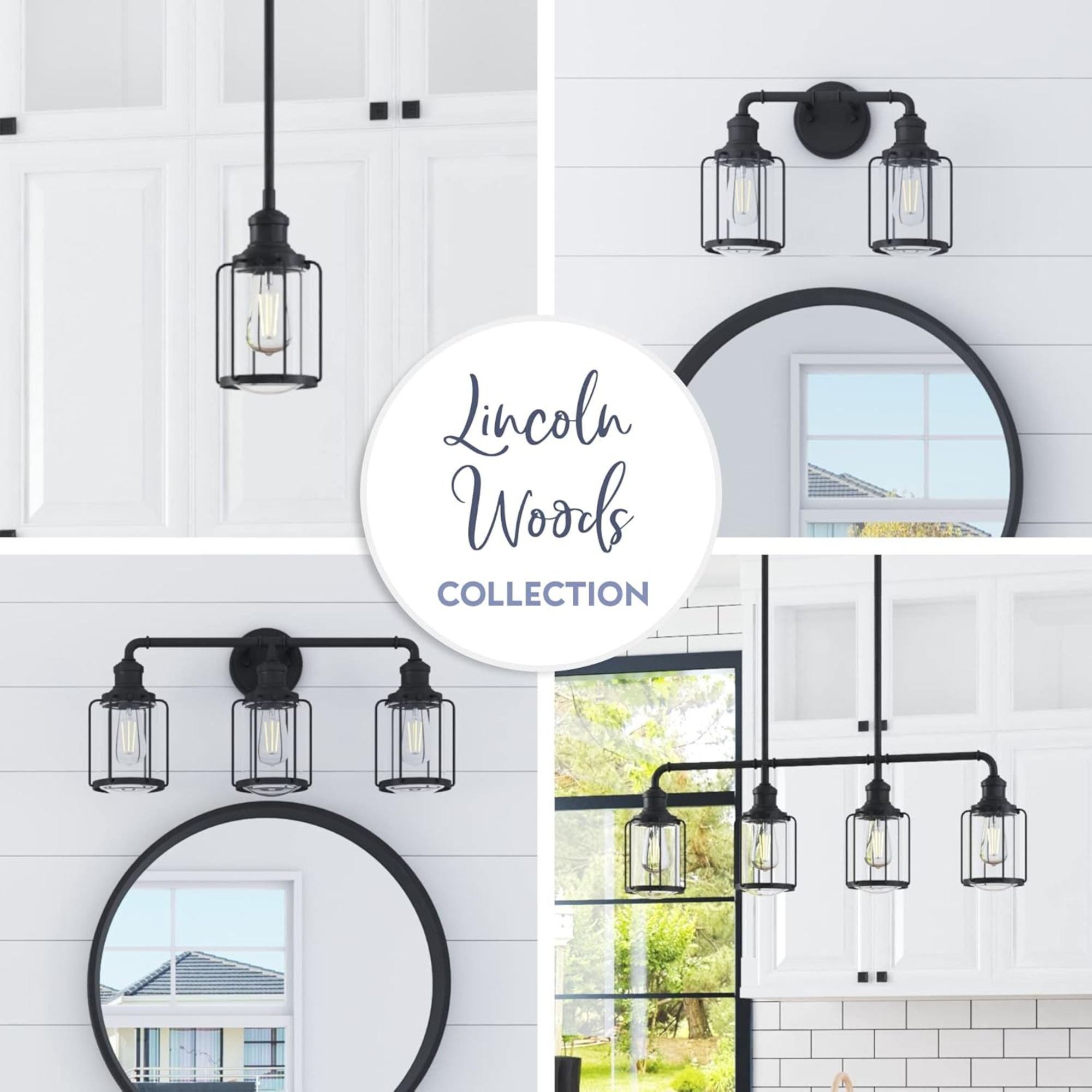 Prominence Home Lincoln Woods 2 Light Industrial Bathroom Vanity Light, Black - Smart-nests