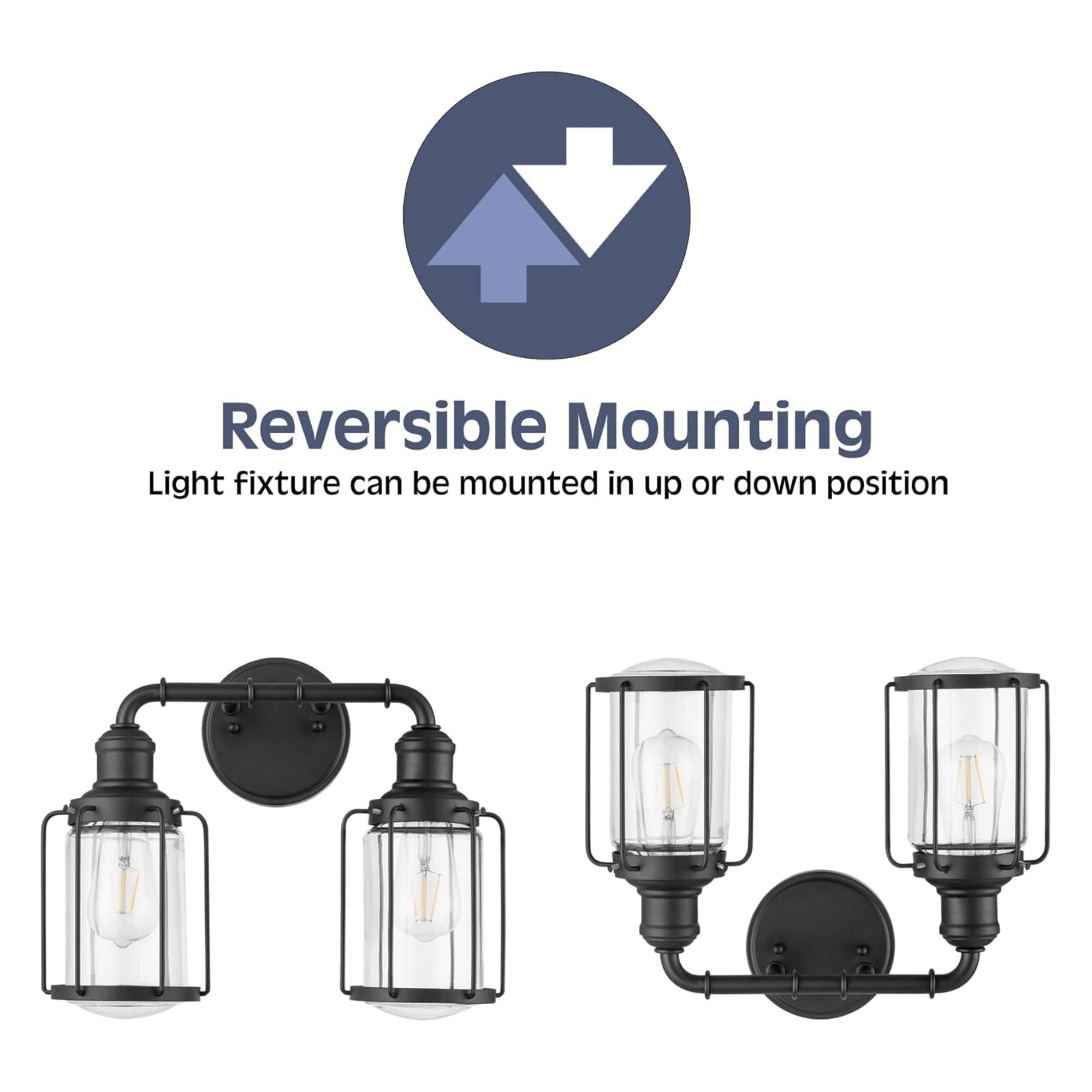 Prominence Home Lincoln Woods 2 Light Industrial Bathroom Vanity Light, Black - Smart-nests
