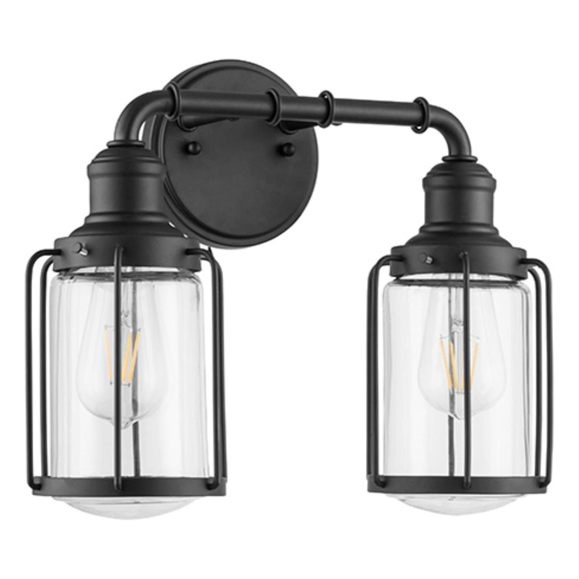 Prominence Home Lincoln Woods 2 Light Industrial Bathroom Vanity Light, Black - Smart-nests