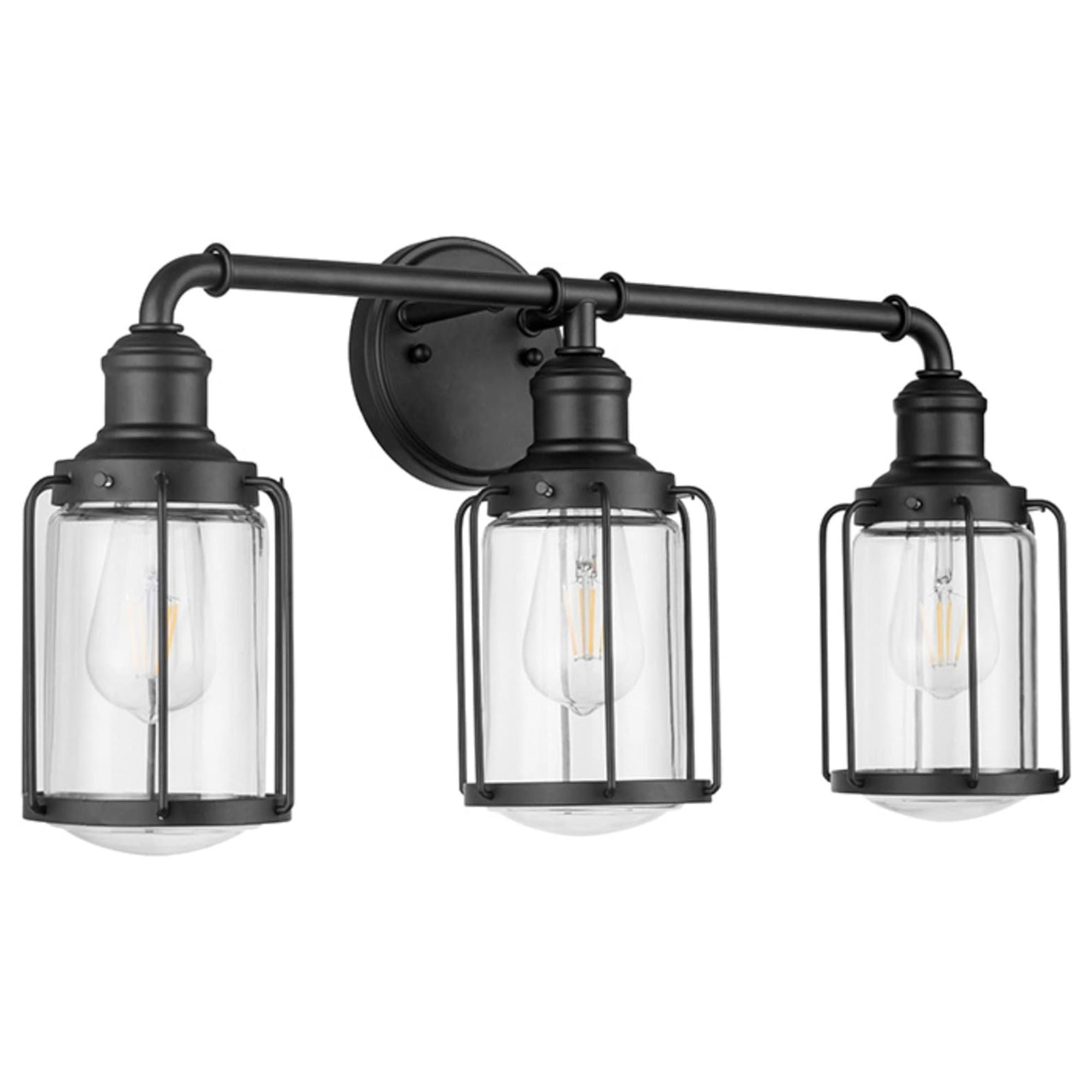 Prominence Home Lincoln Woods 3 Light Industrial Bathroom Vanity Light, Black - Smart-nests
