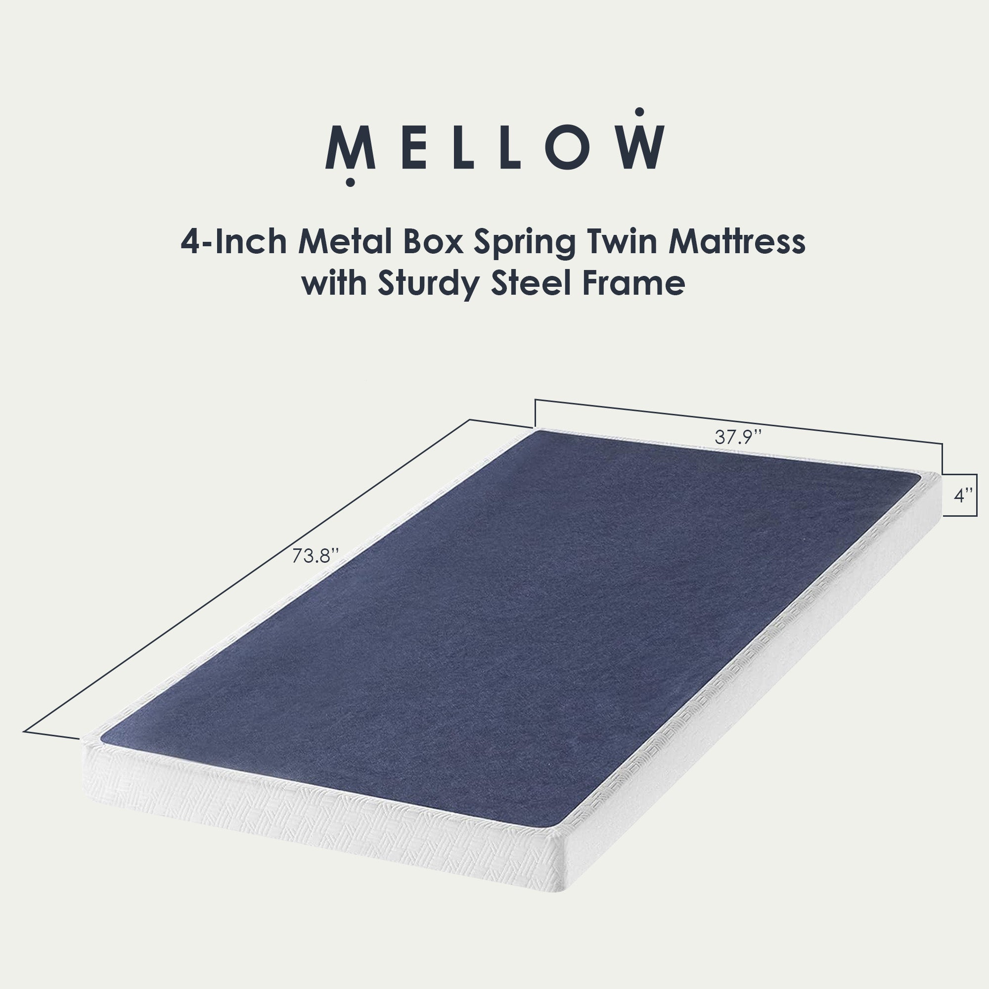 Best Price Mattress 4-Inch Metal Box Spring with Sturdy Steel Frame, Twin, Blue - Smart-nests