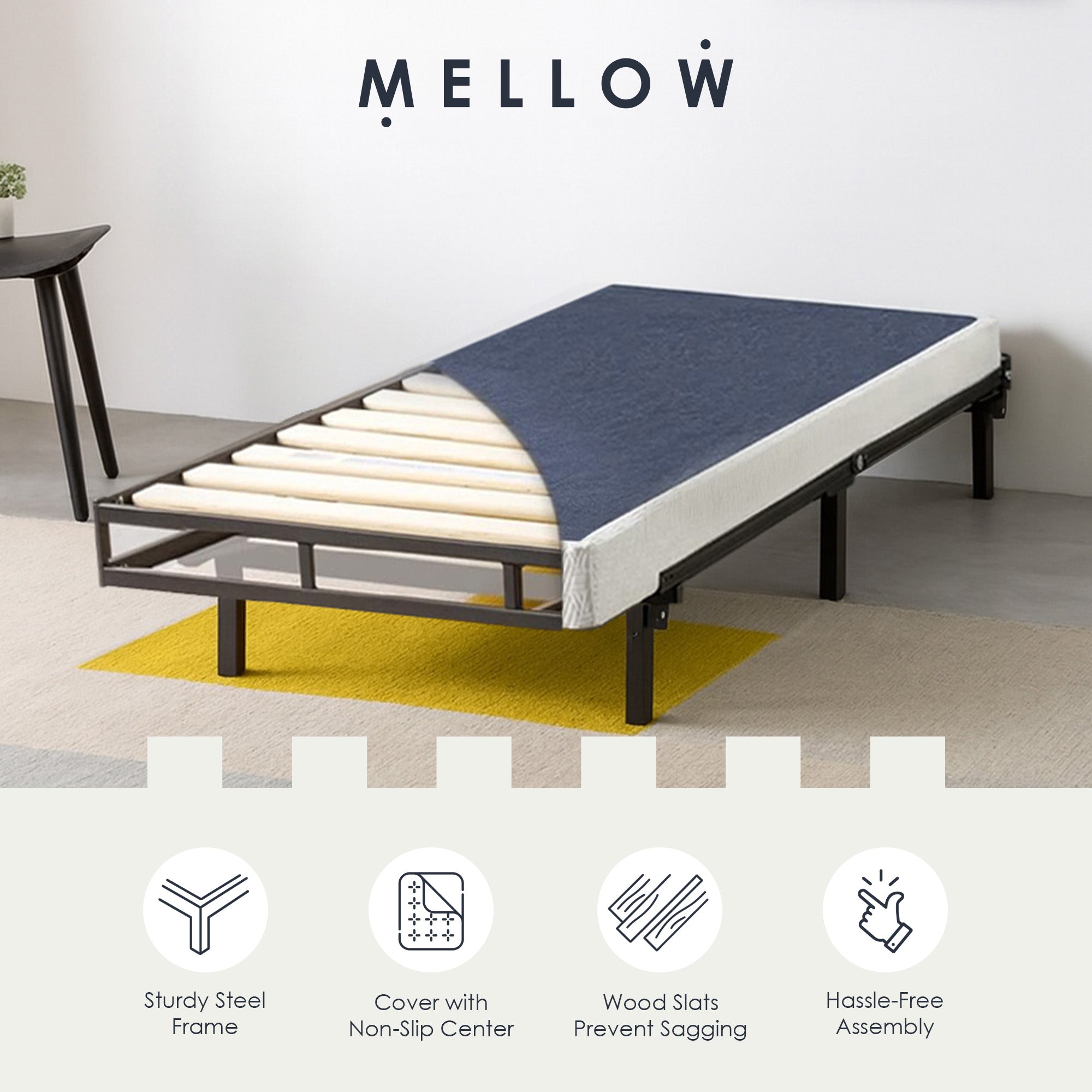 Best Price Mattress 4-Inch Metal Box Spring with Sturdy Steel Frame, Twin, Blue - Smart-nests