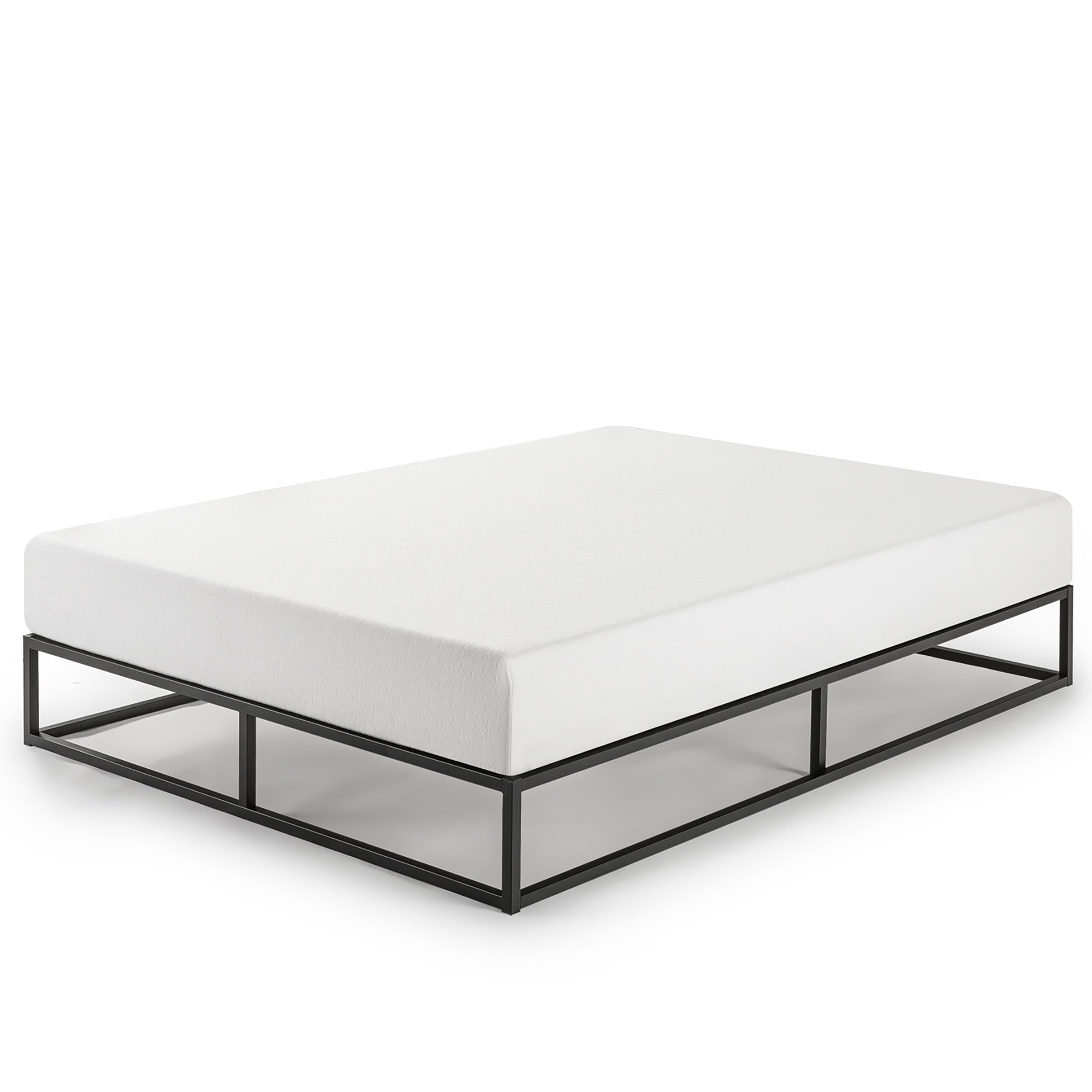 Mellow Modernista 10" Metal Platform Bed Frame with Slat Foundation, King, Black - Smart-nests