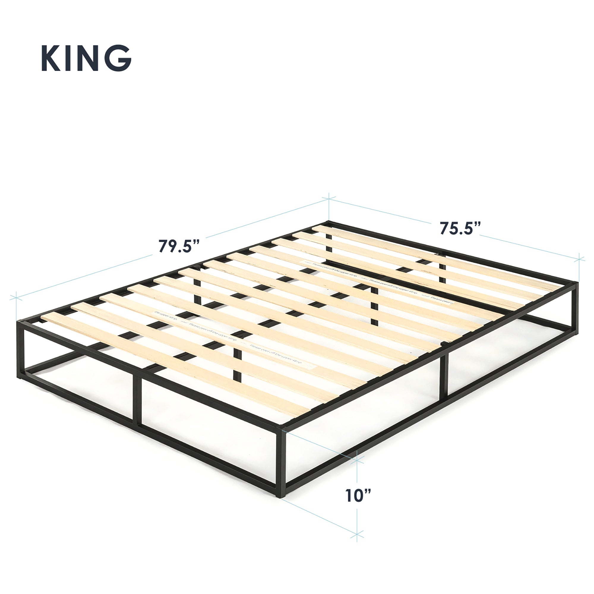 Mellow Modernista 10" Metal Platform Bed Frame with Slat Foundation, King, Black - Smart-nests