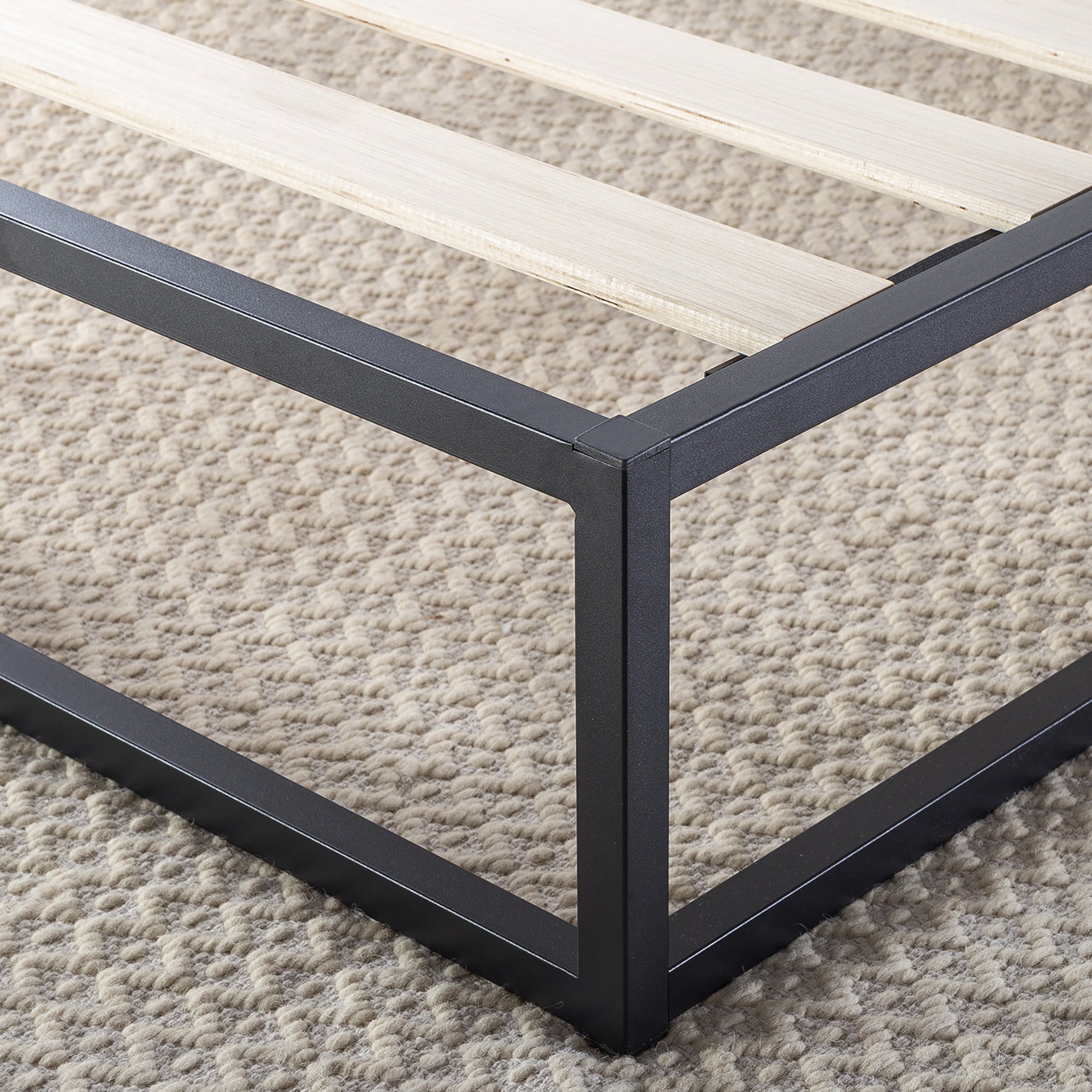 Mellow Modernista 10" Metal Platform Bed Frame with Slat Foundation, King, Black - Smart-nests