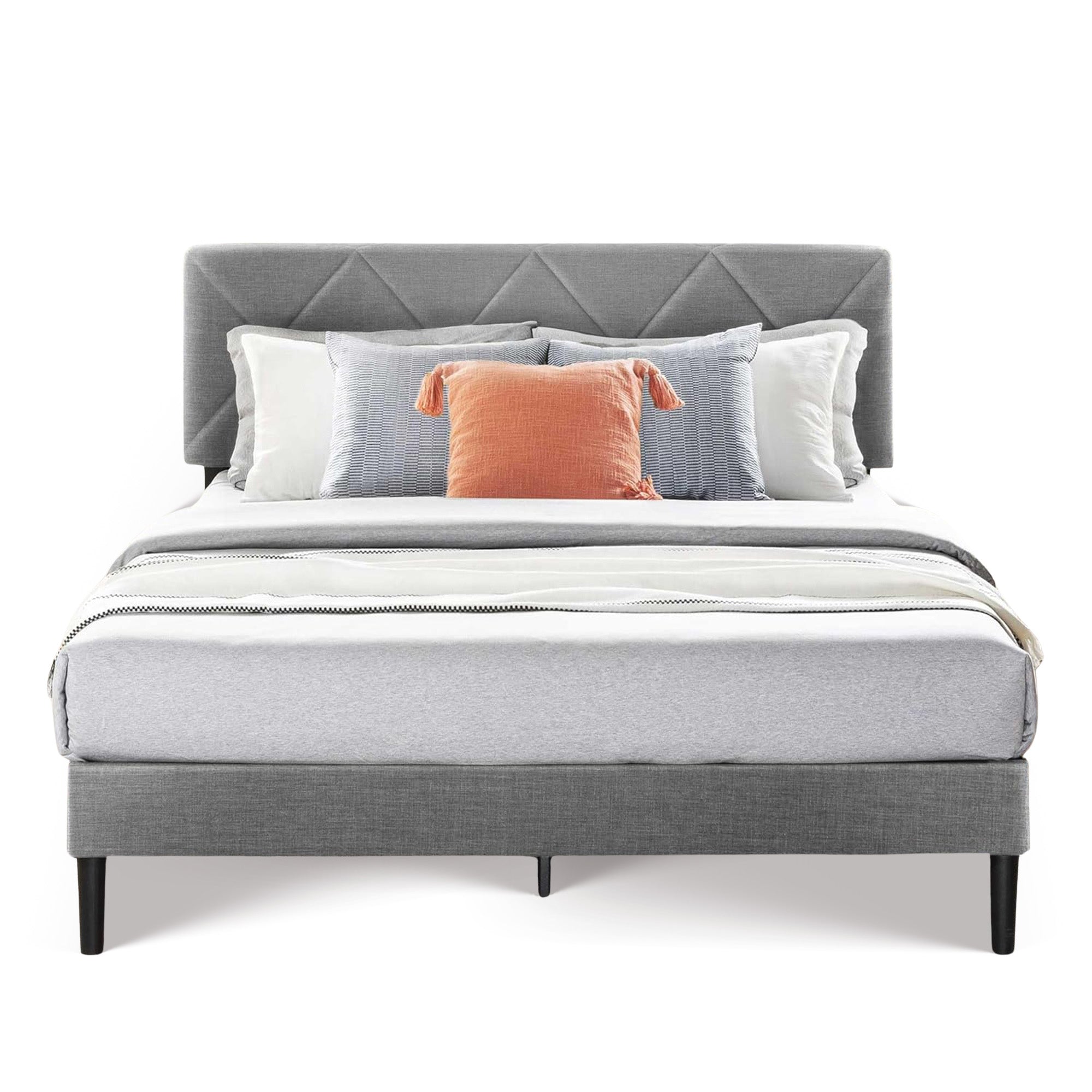 Mellow Olena Upholstered Platform Bed Frame with Diamond Tufted Headboard, Queen - Smart-nests