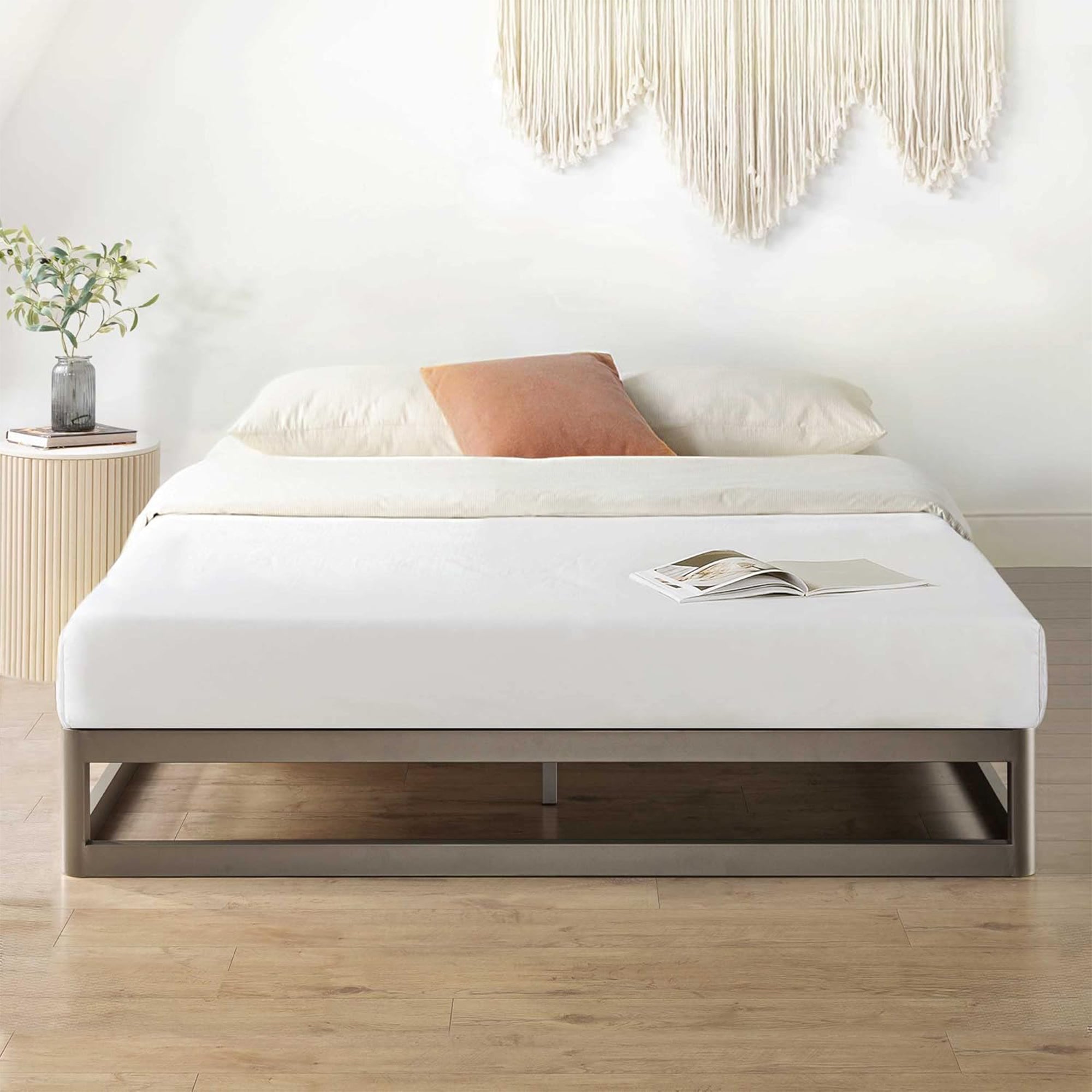 Mellow 9-Inch Metal Platform Bed Frame with Mattress Foundation, King, Gray - Smart-nests