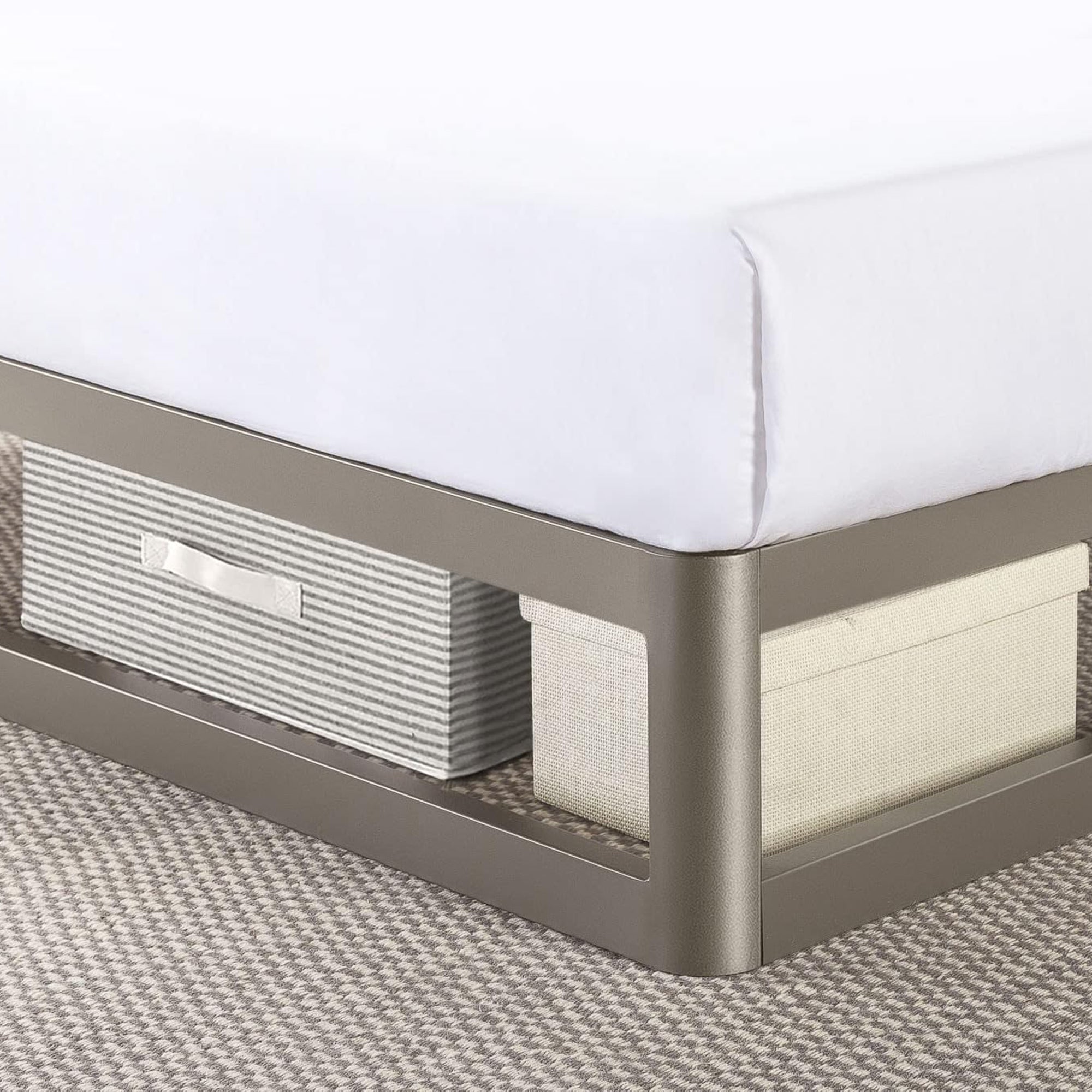 Mellow 9-Inch Metal Platform Bed Frame with Mattress Foundation, King, Gray - Smart-nests