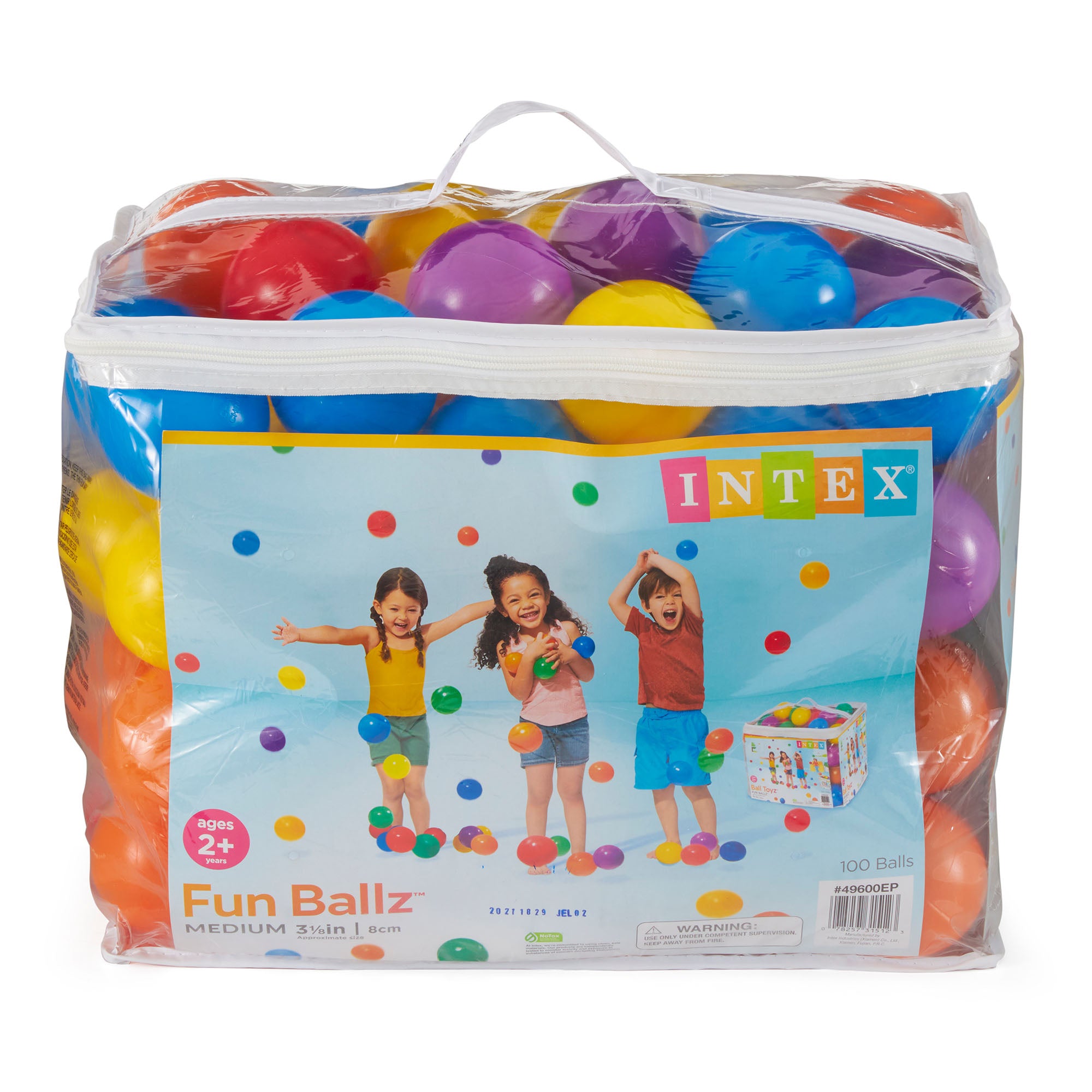 Intex 100-Pack Large Plastic Multi-Colored Fun Ballz For Ball Pits Bounce House - Smart-nests