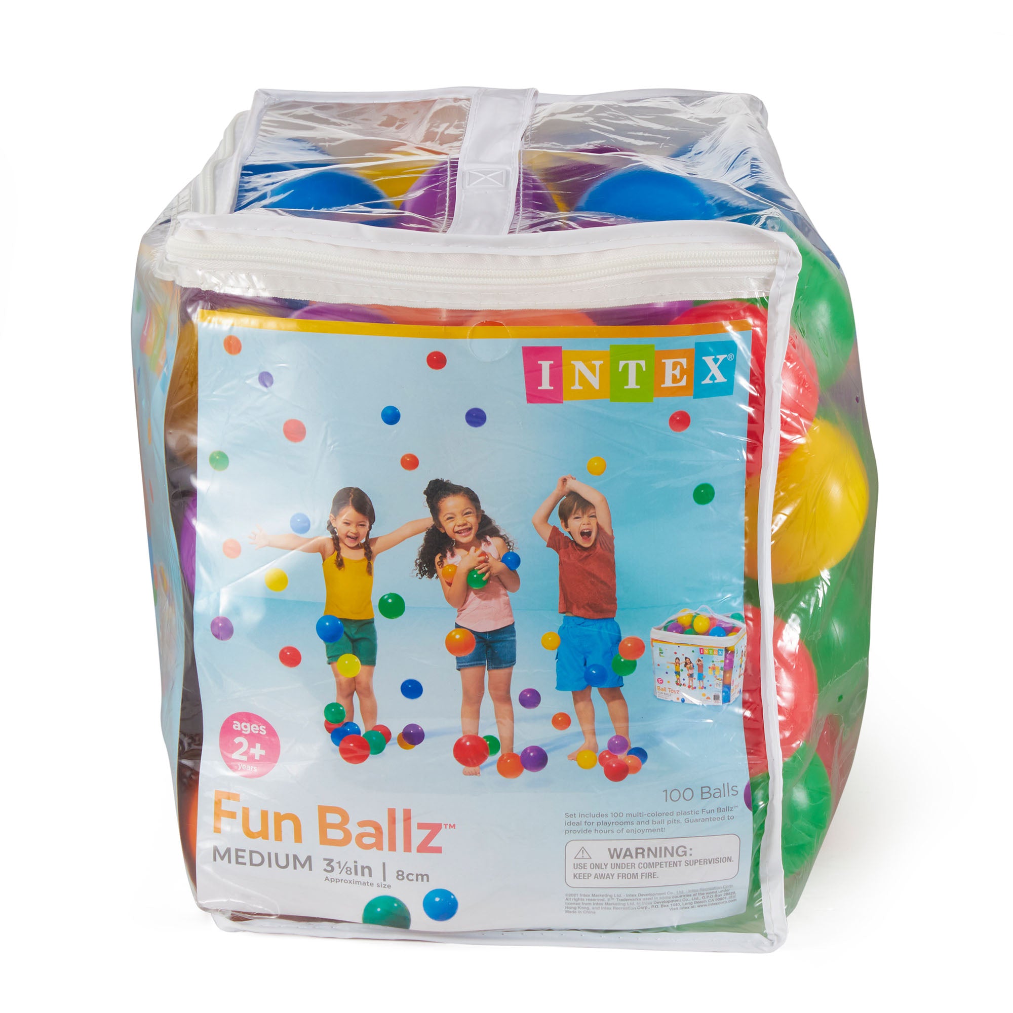Intex 100-Pack Large Plastic Multi-Colored Fun Ballz For Ball Pits Bounce House - Smart-nests