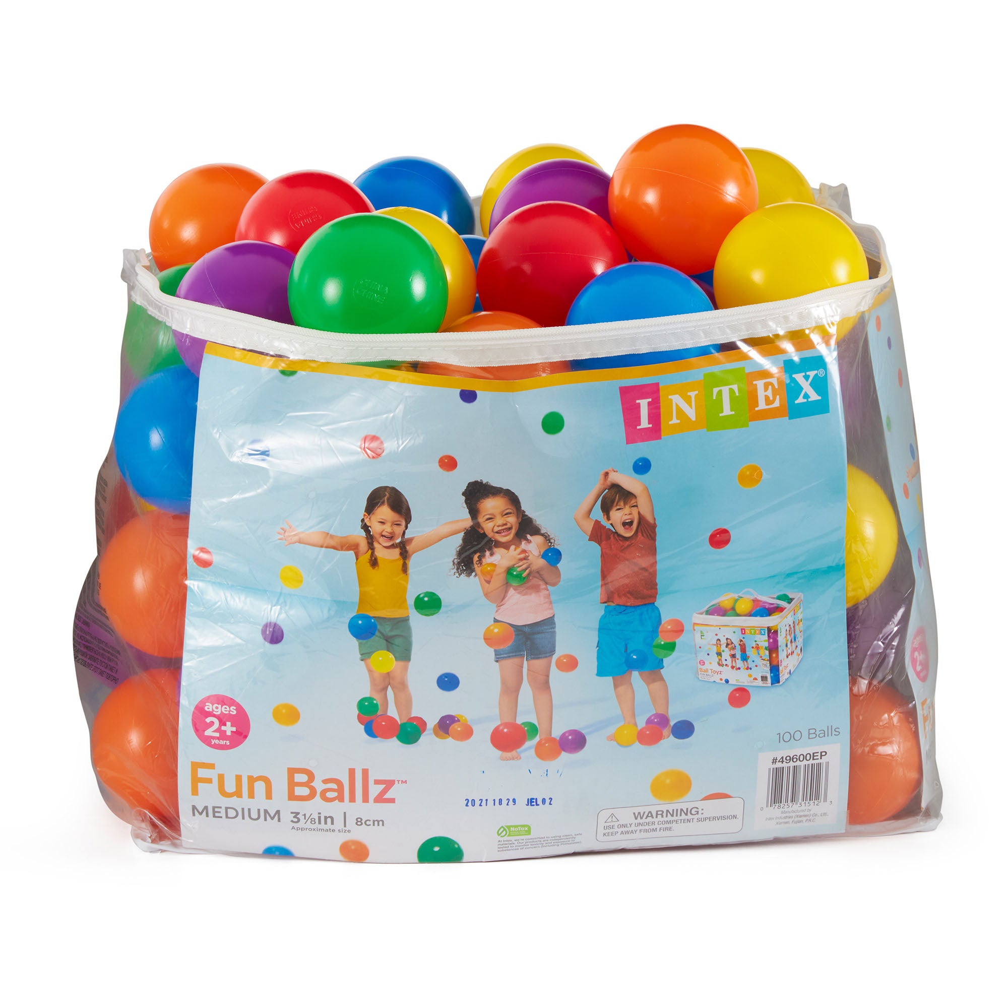 Intex 100-Pack Large Plastic Multi-Colored Fun Ballz For Ball Pits Bounce House - Smart-nests