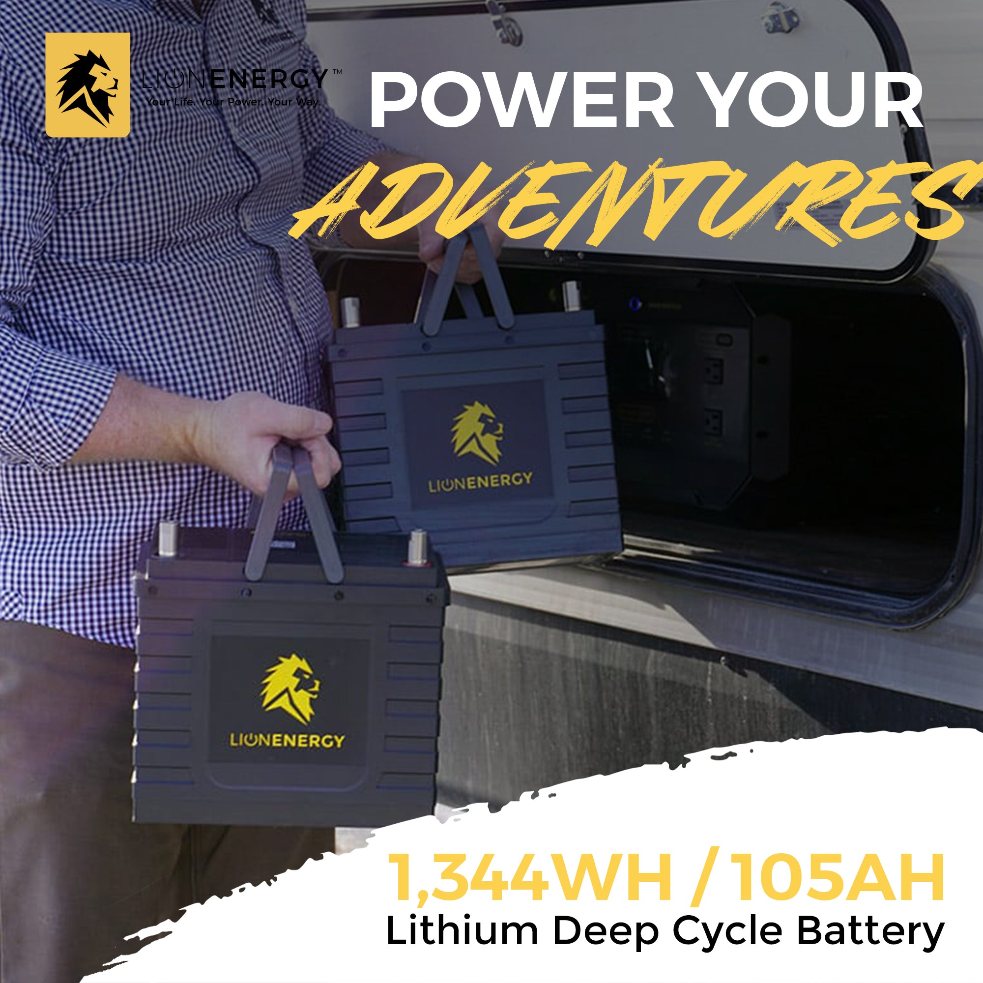 Lion Energy Lithium Rechargeable Deep Cycle Battery Bluetooth Heater UT1300BTHTR