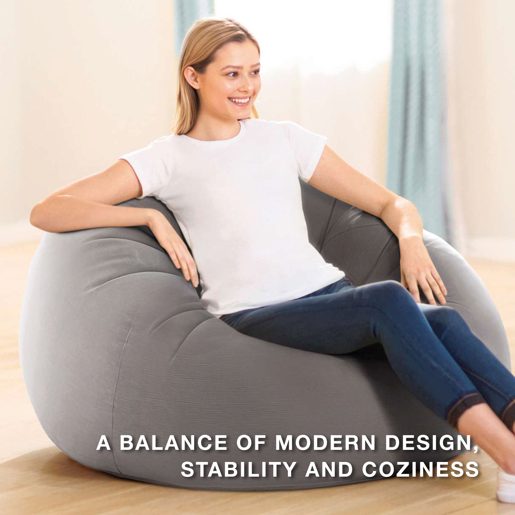 Intex 68579EP Inflatable 42 x 41 x 27 Inch Beanless Bag Lounge Chair, Gray - Smart-nests