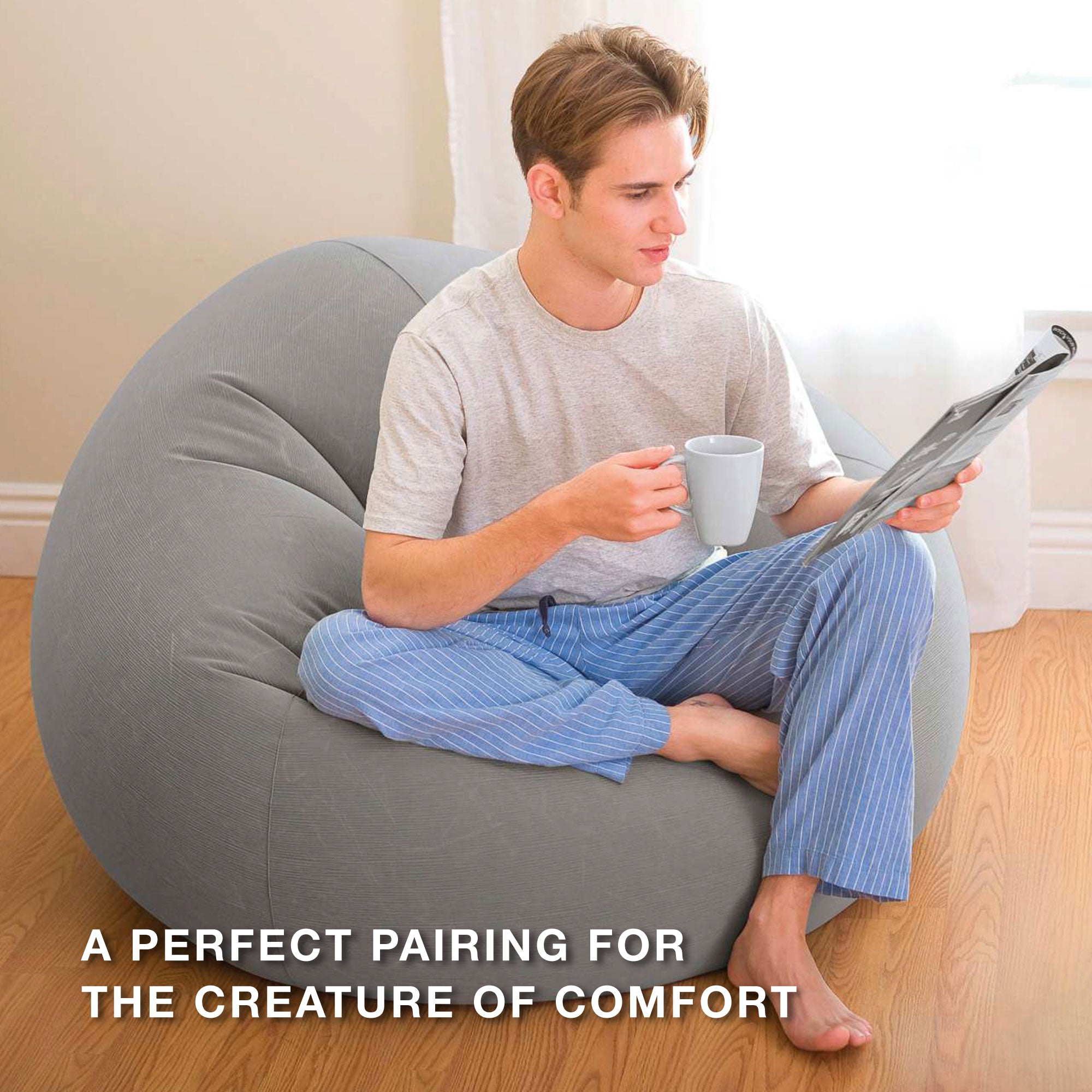 Intex 68579EP Inflatable 42 x 41 x 27 Inch Beanless Bag Lounge Chair, Gray - Smart-nests
