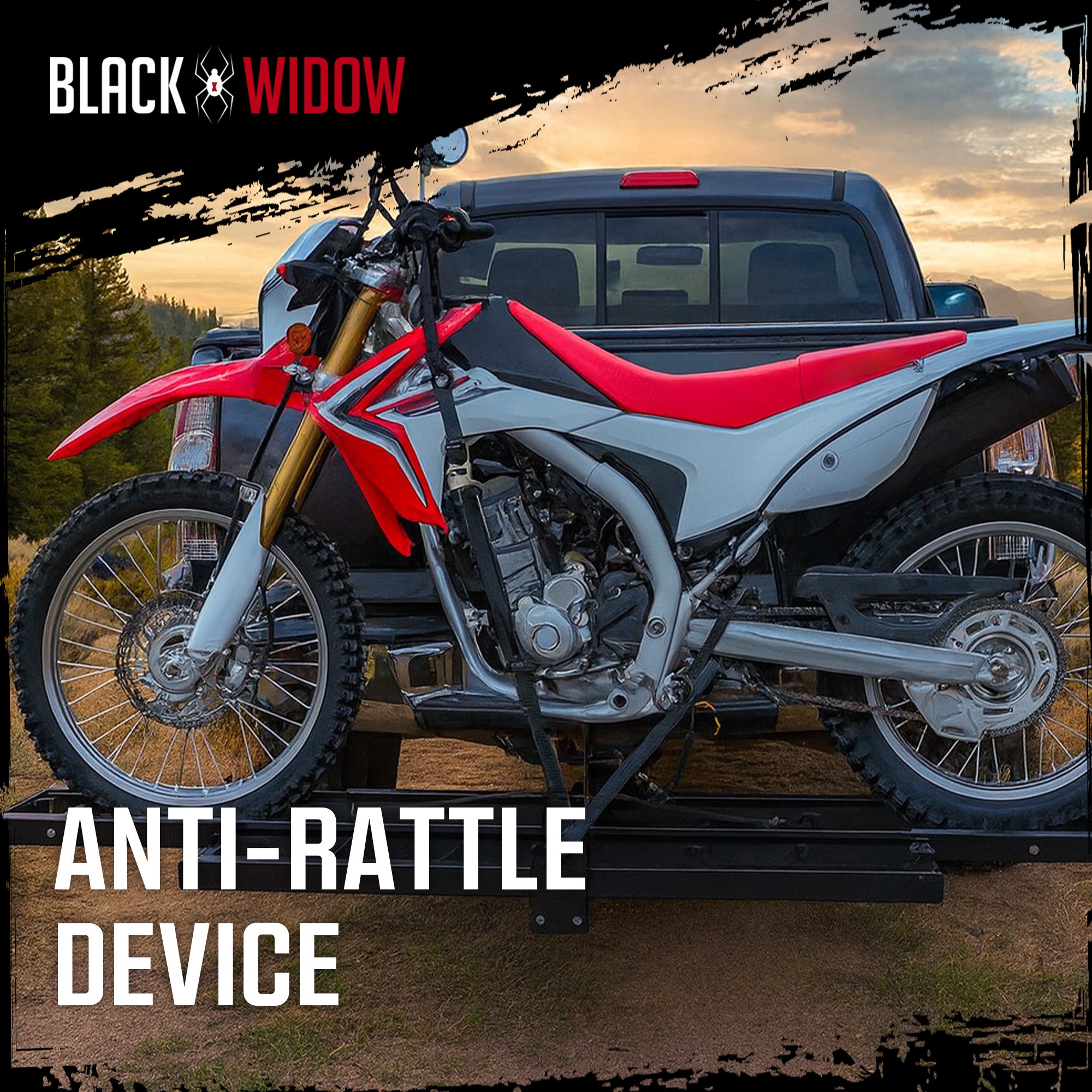 Black Widow Motorcycle Bike Carrier with Ramp for 2" Hitch, 500 Pound Capacity - Smart-nests