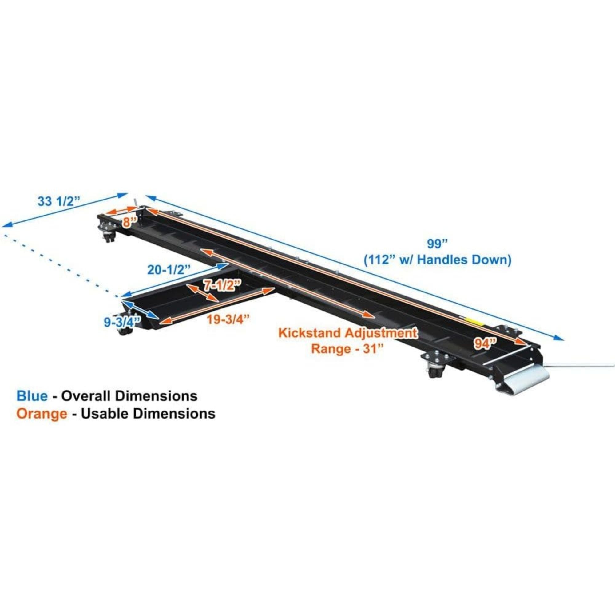 Black Widow Heavy Duty Motorcycle Dolly and Cruiser Garage Storage Ramp, Black - Smart-nests