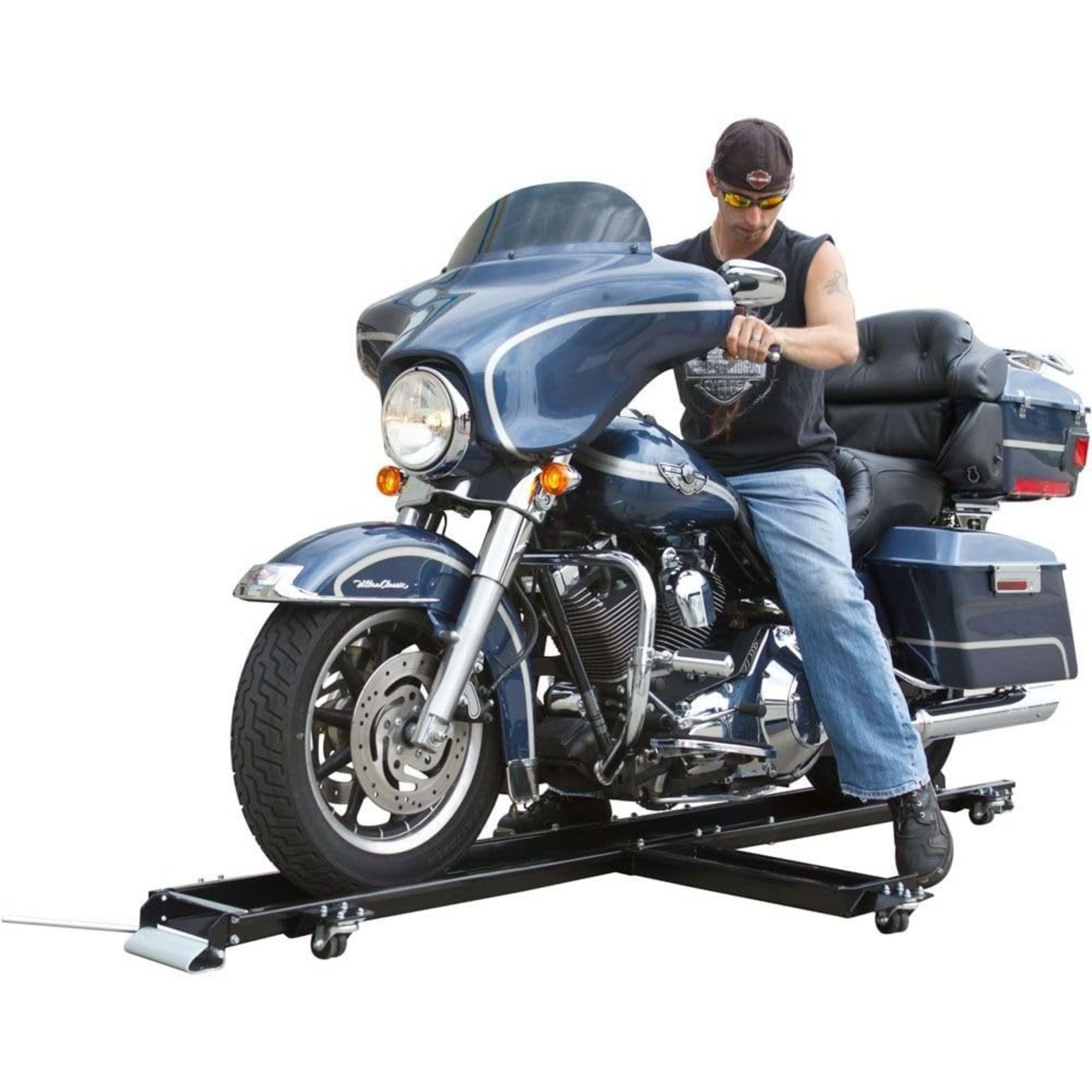 Black Widow Heavy Duty Motorcycle Dolly and Cruiser Garage Storage Ramp, Black - Smart-nests