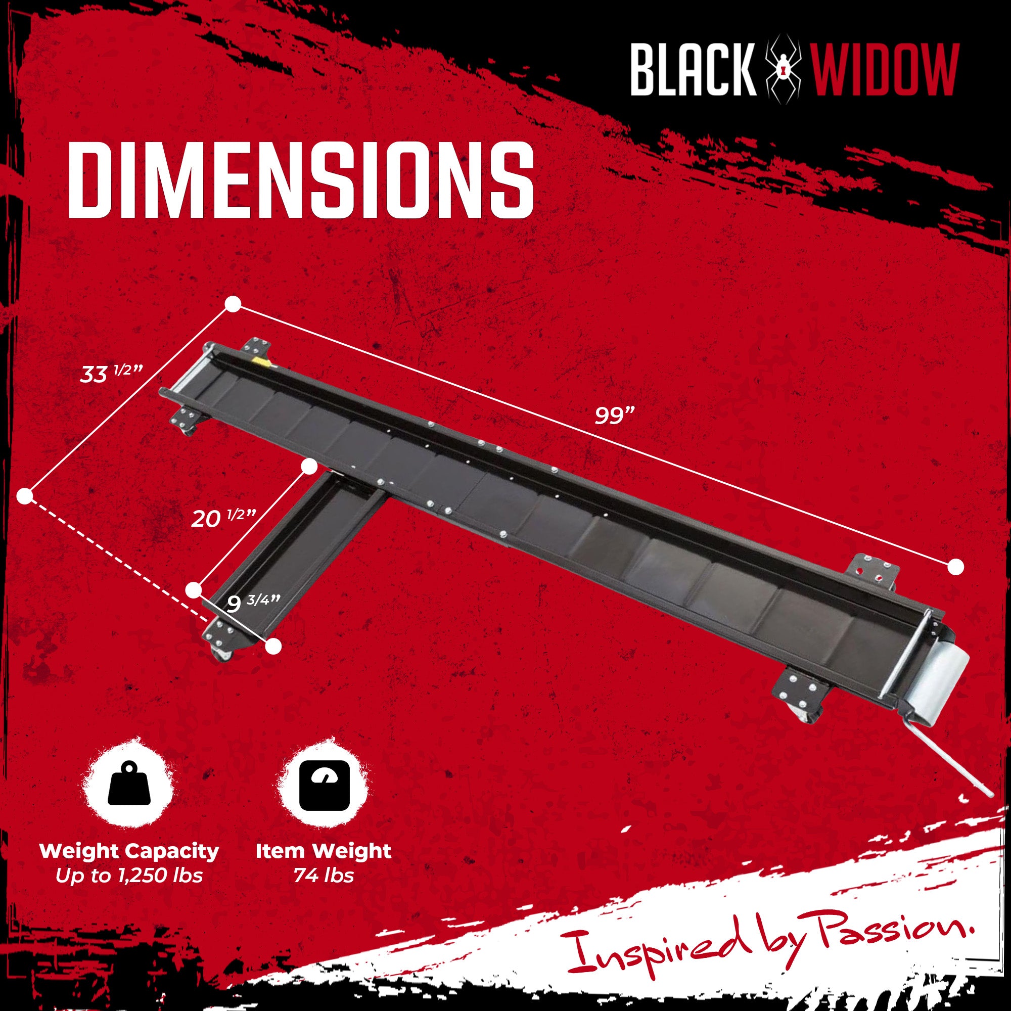 Black Widow Heavy Duty Motorcycle Dolly and Cruiser Garage Storage Ramp, Black - Smart-nests