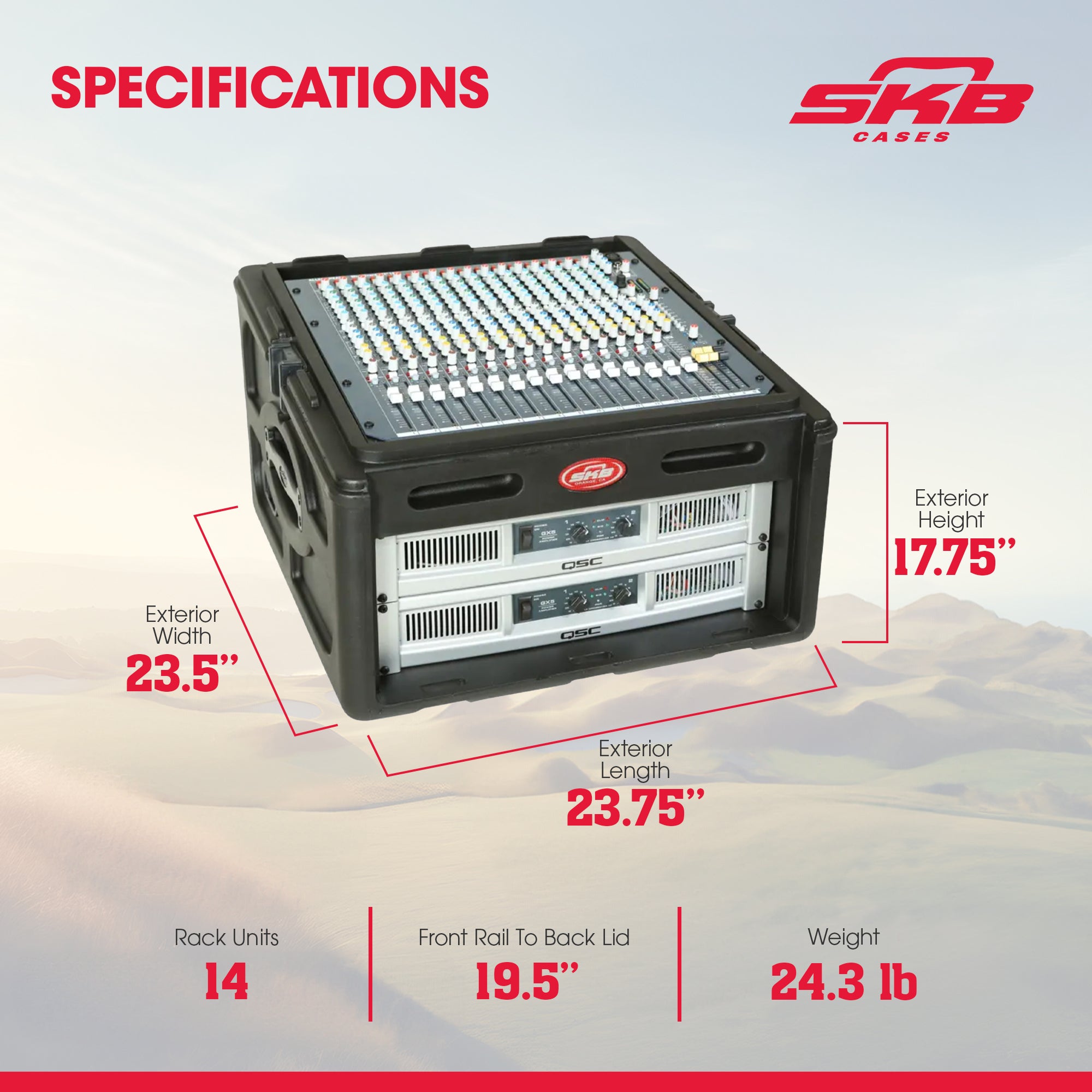 SKB Roto Rack/Mixer Console, 10U Slanted Rackmount on top, 4U Rackmount in Front - Smart-nests