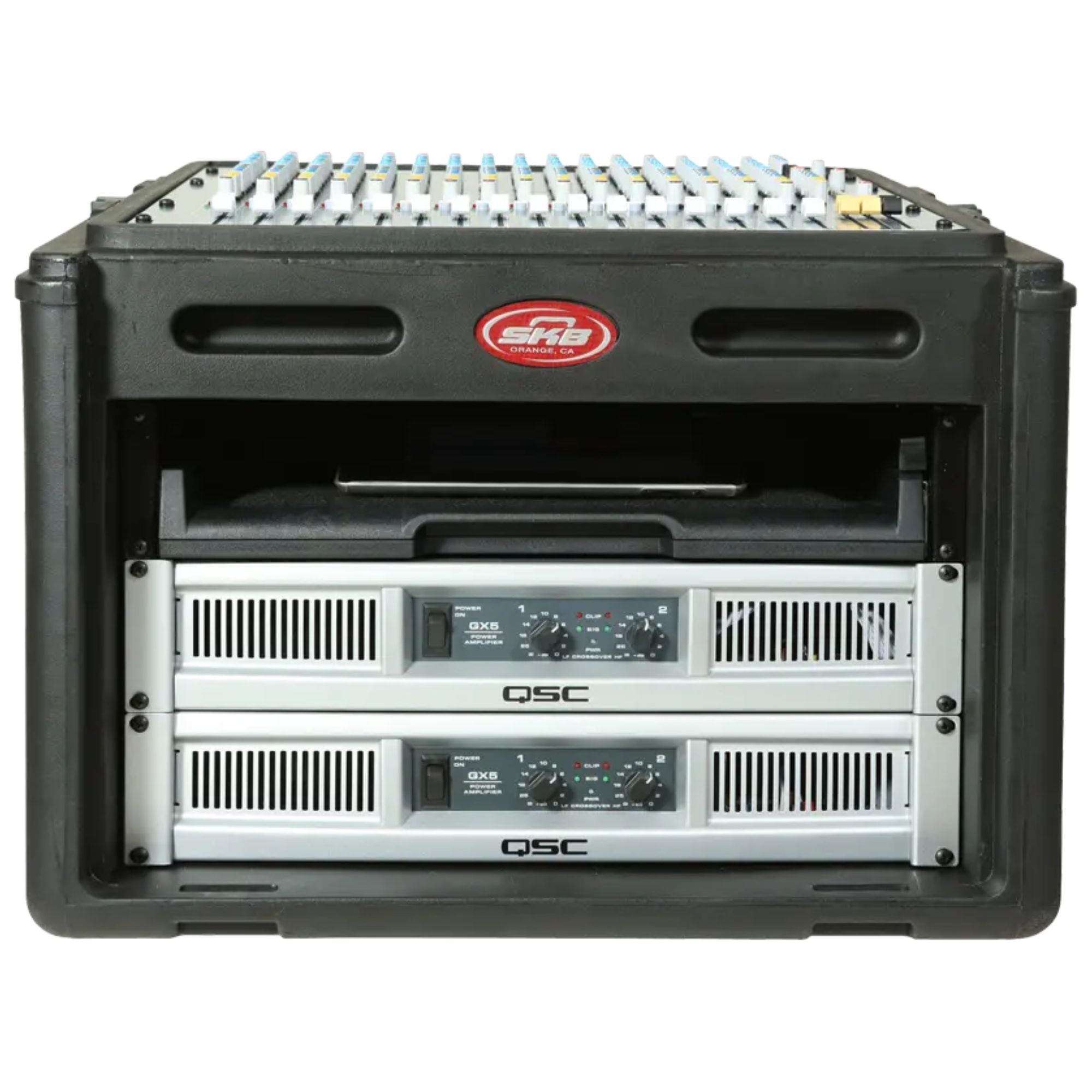SKB Roto Rack/Mixer Console, 10U Slanted Rackmount on top, 6U Rackmount in Front - Smart-nests