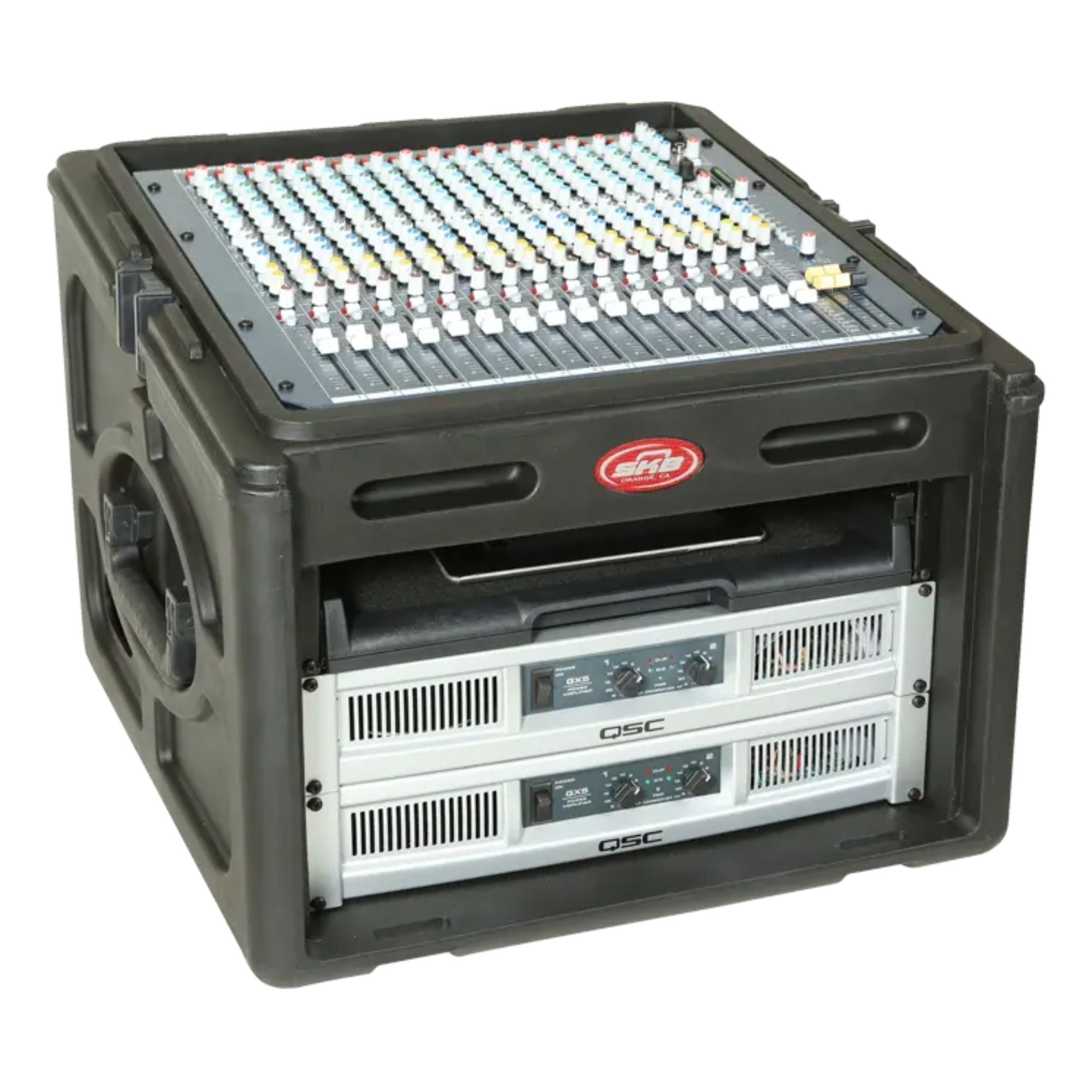 SKB Roto Rack/Mixer Console, 10U Slanted Rackmount on top, 6U Rackmount in Front - Smart-nests