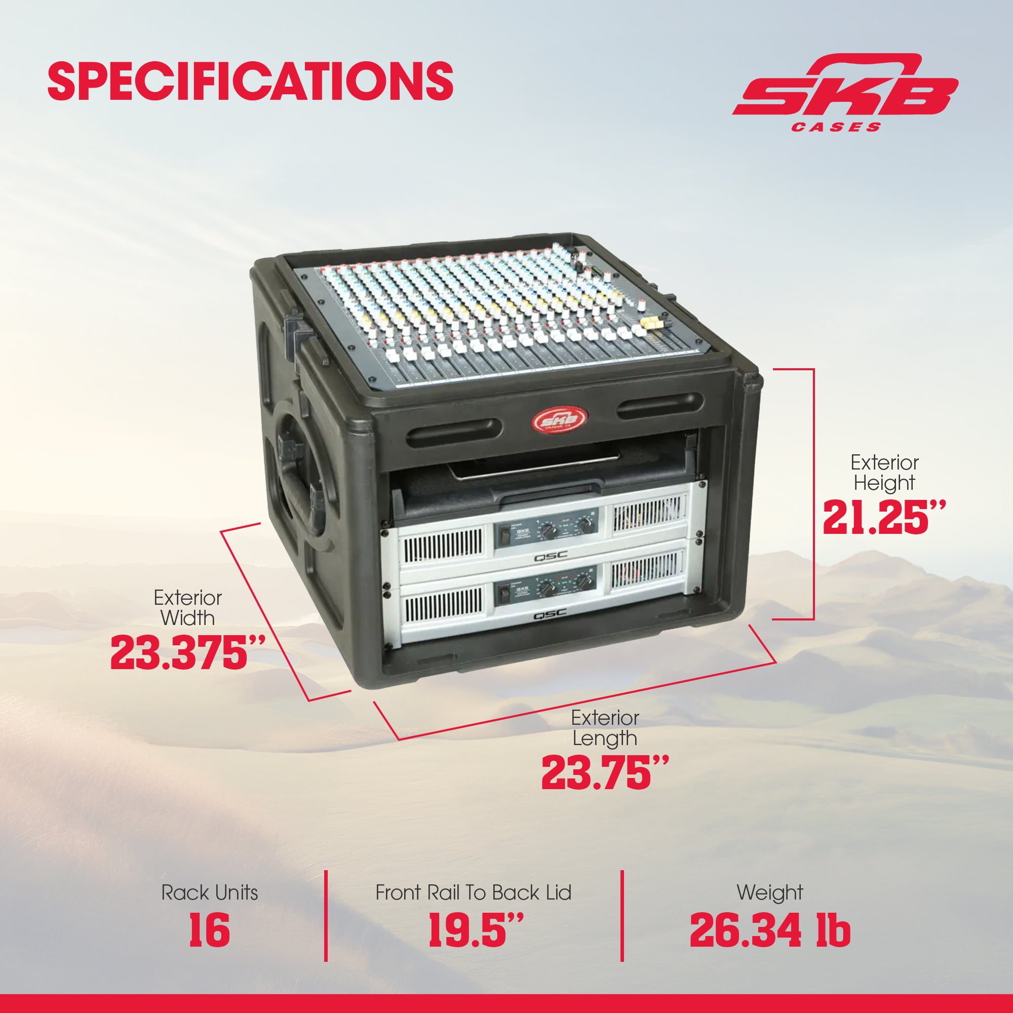 SKB Roto Rack/Mixer Console, 10U Slanted Rackmount on top, 6U Rackmount in Front - Smart-nests