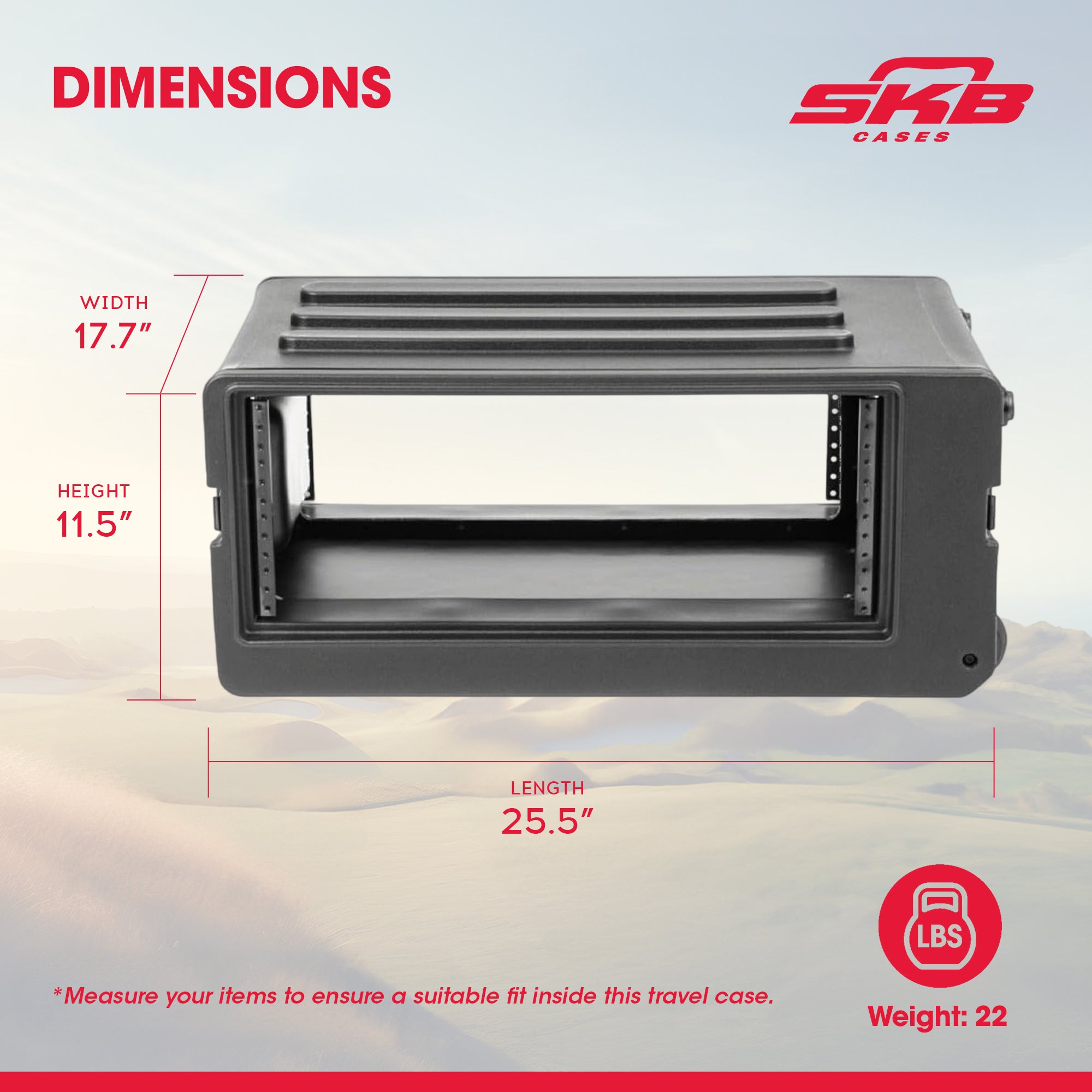 SKB 4U rSeries Shallow Rolling Rack with Integrated Back Wheels and Pull Handle - Smart-nests
