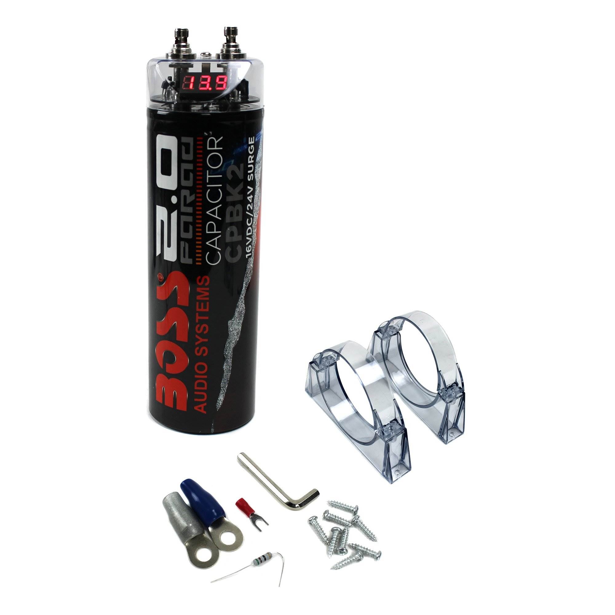 Boss Audio CPBK2 2 Farad 20-Volt  Digital Voltage Car Audio Power Capacitor, LED - Smart-nests