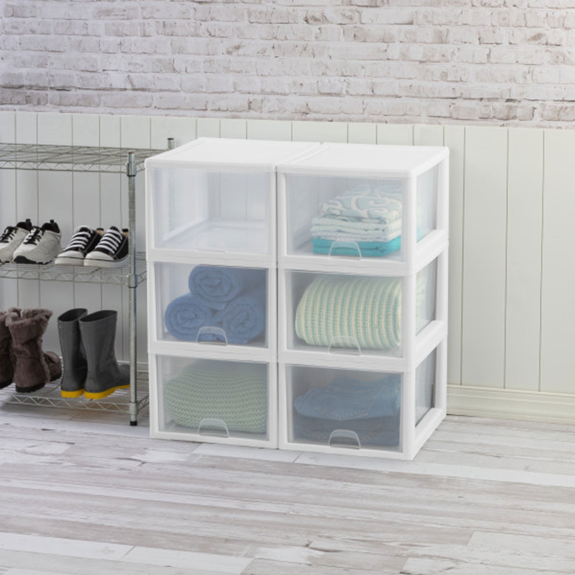 Sterilite 27 Quart Stacking Storage Drawer, Stackable Plastic Bin Drawer, 4 Pack - Smart-nests