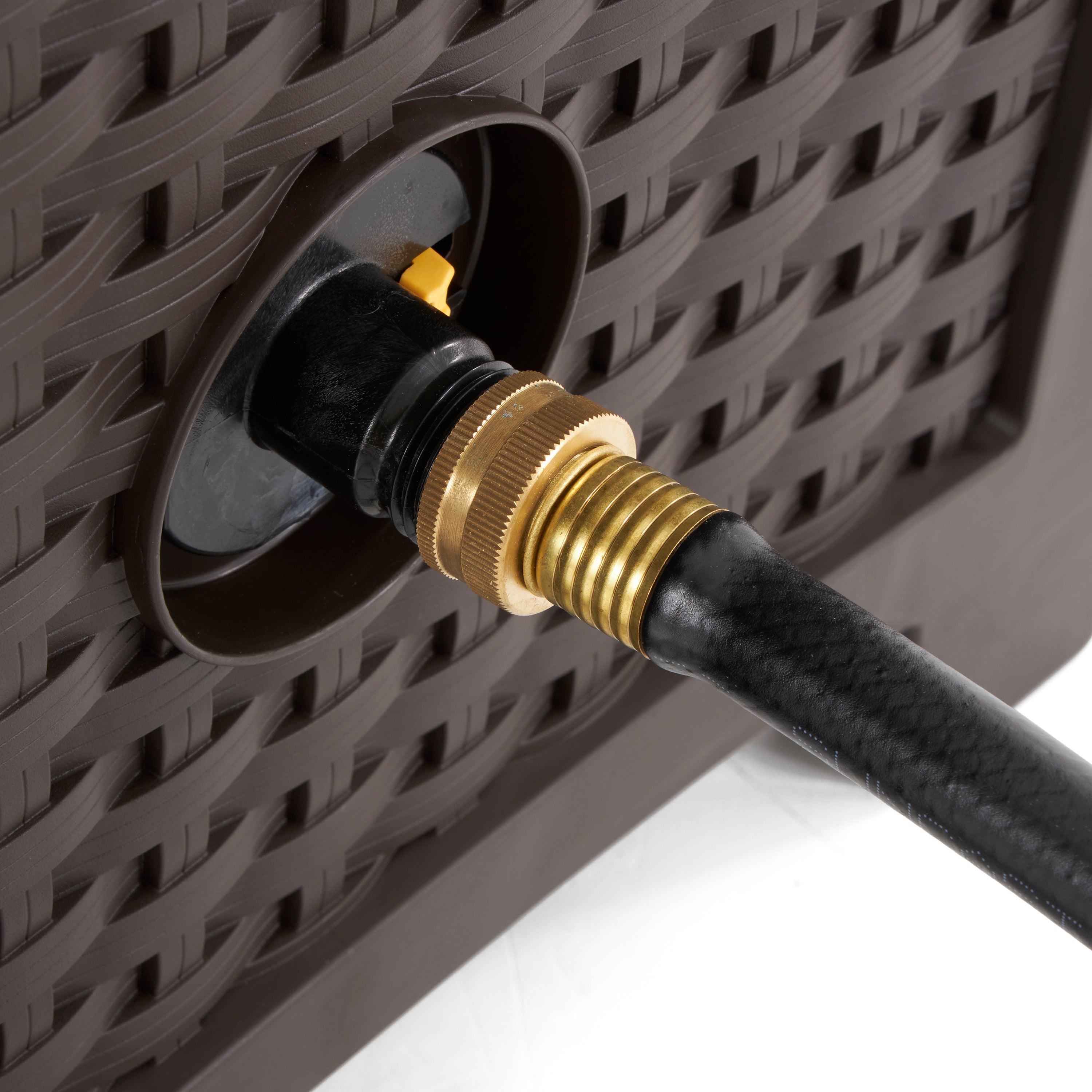 Suncast 175 Foot Slide Trak Outdoor Garden Water Hose Hideaway, Mocha Brown - Smart-nests