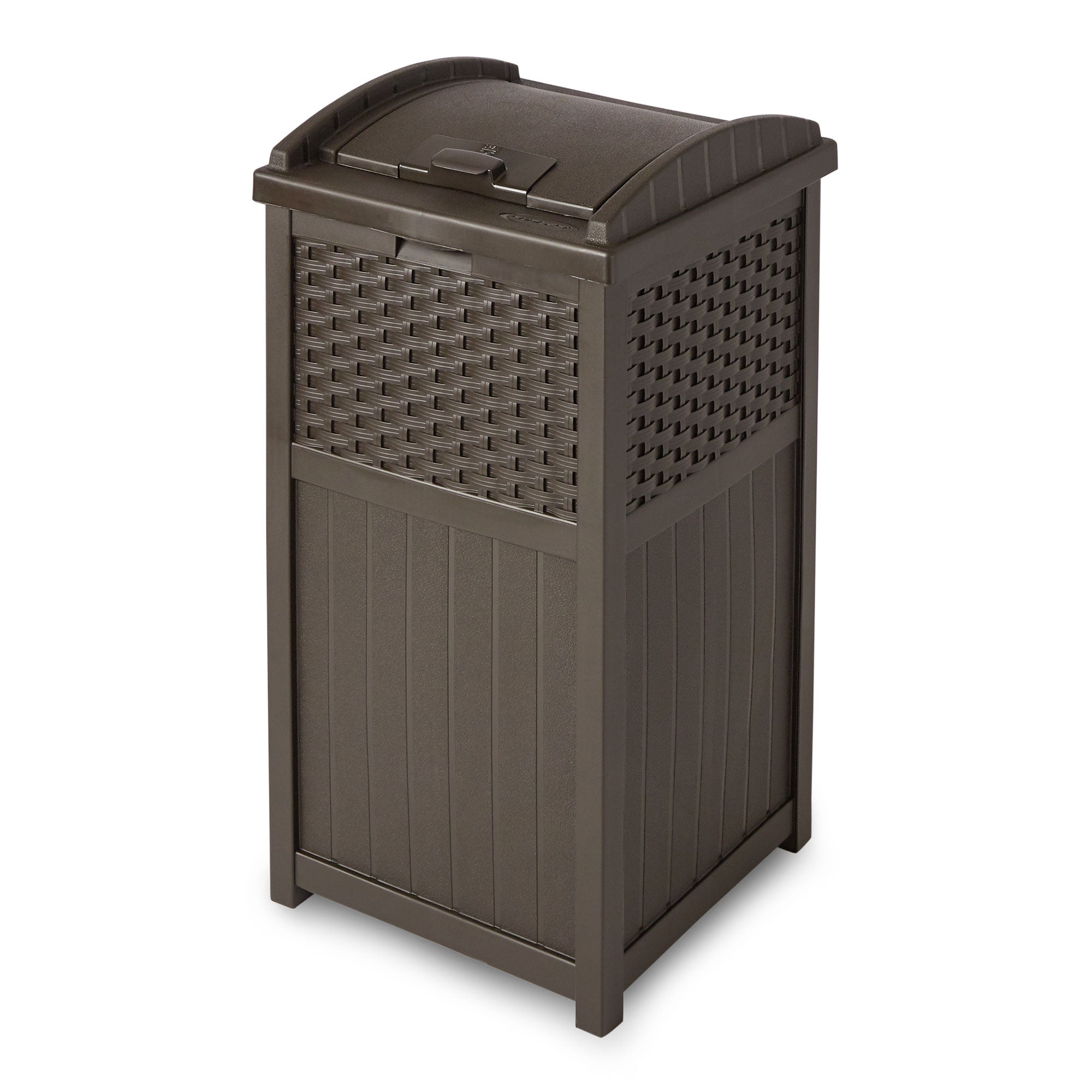 Suncast GHW1732 Trashcan Hideaway Outdoor 33 Gallon Garbage Waste Bin, Brown - Smart-nests